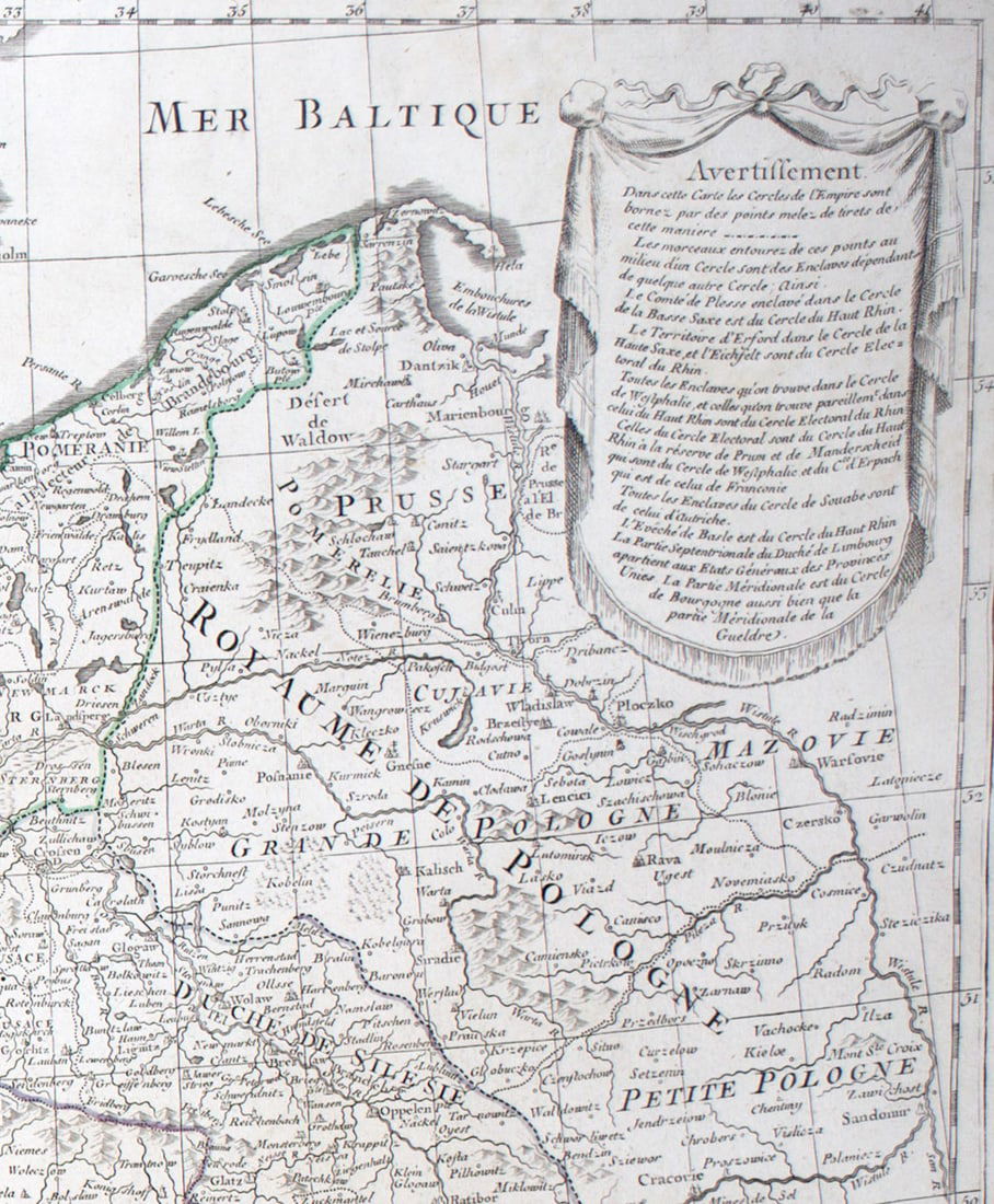 De L'Isle Philippe Buache Engraved cooper map of Germany Allemagne 1788 - 2