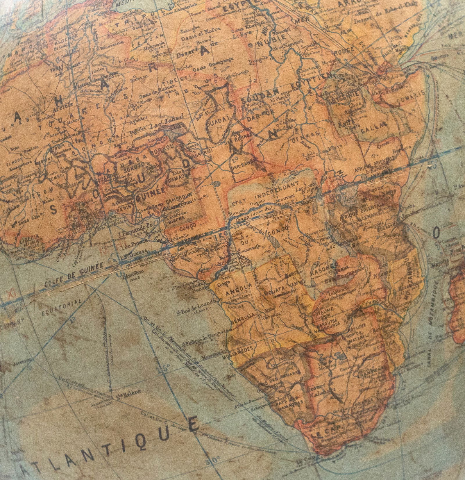 1880 LEBEGUE 17" FRENCH TERRESTRIAL GLOBE ANTIQUE Dubail editor - 7