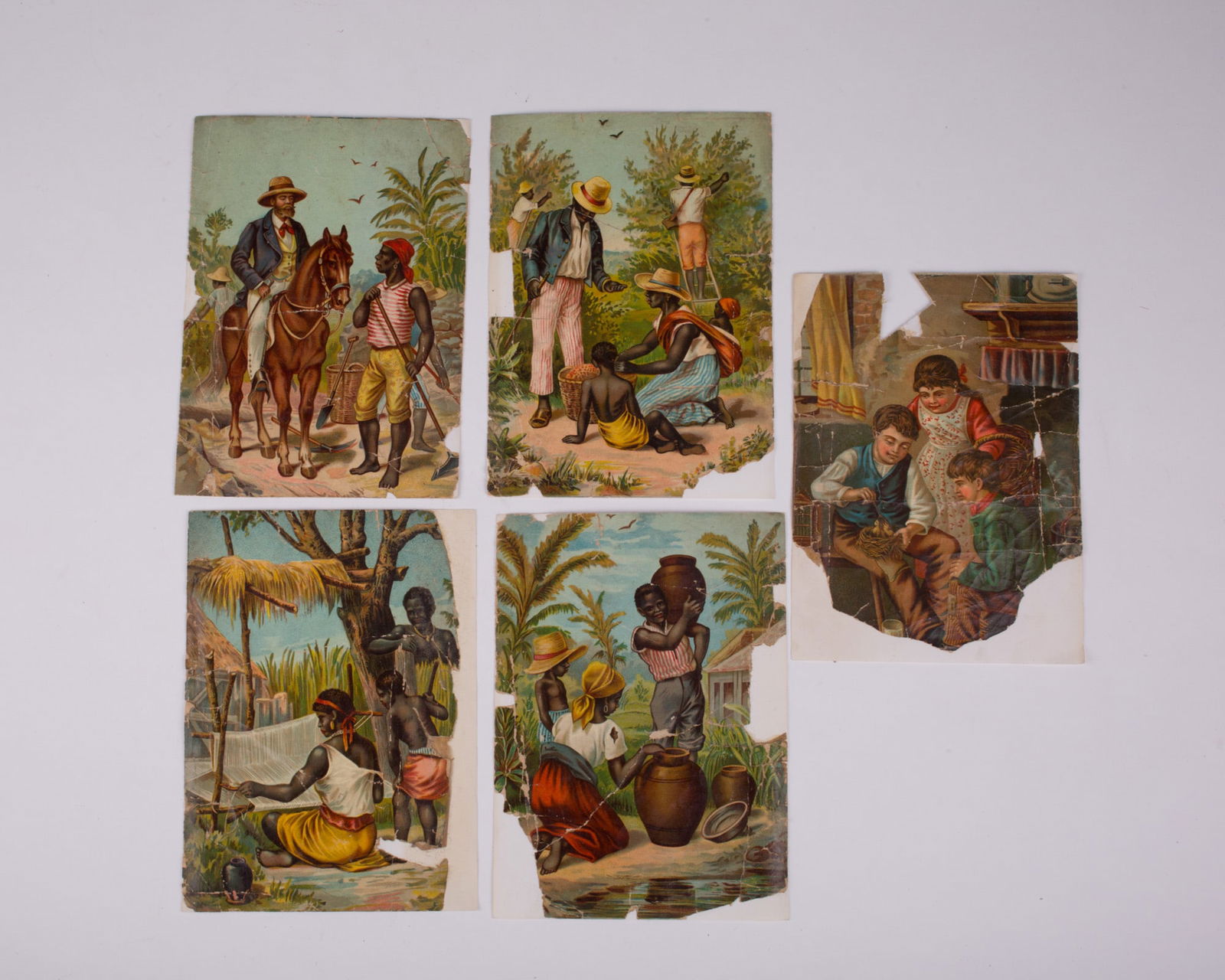 French wood cube puzzle chromolithography racially charge subject 19th. - 3