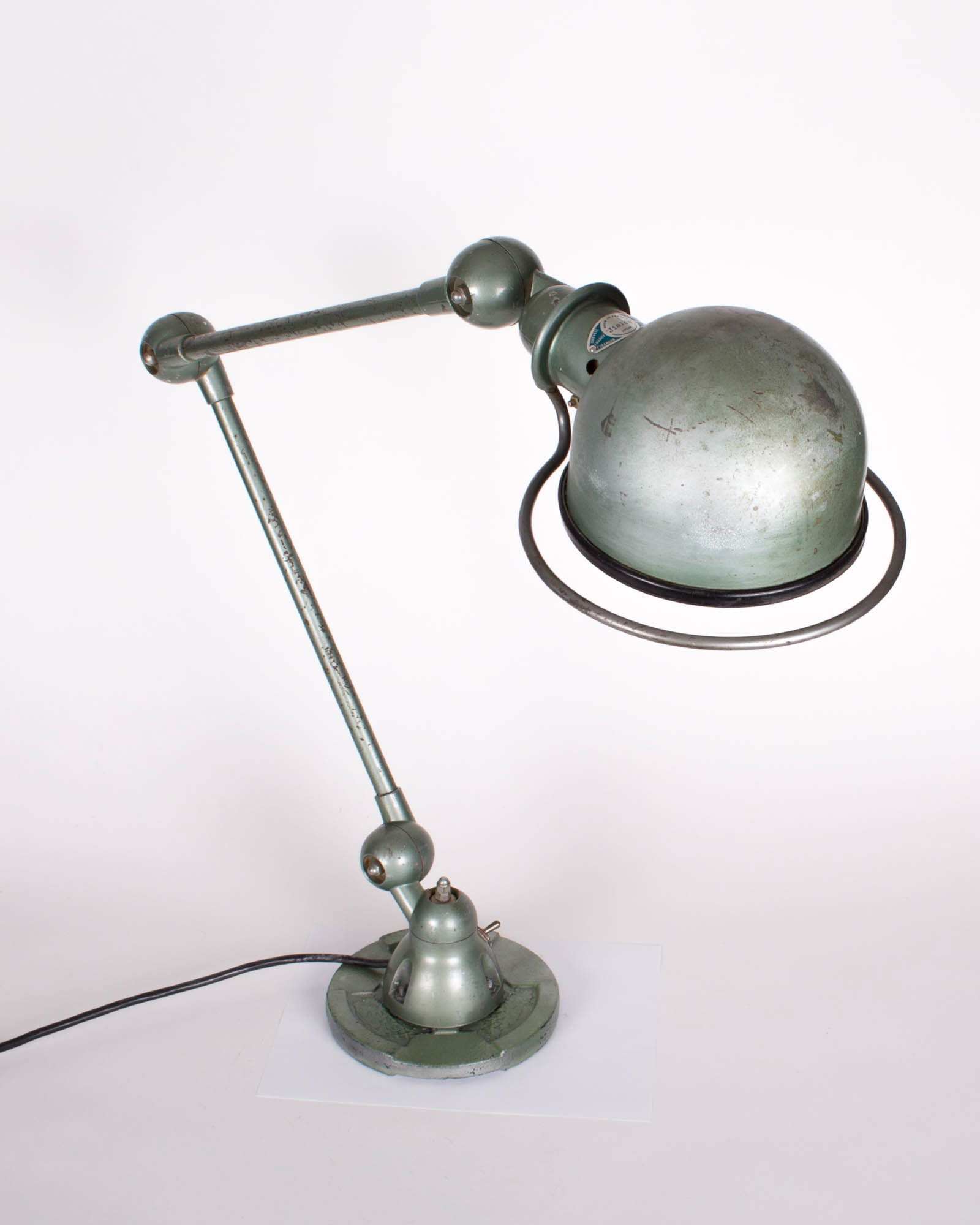 French industrial modernist task lamp Domecq original green finish: Title: French industrial modernist task lamp Domecq original green finish Description: FRENCH INDUSTRIAL MODERNIST TASK LAMP DOMECQ ORIGINAL FINISH 2 Arms French modernist lamp made in the 1950's, by
