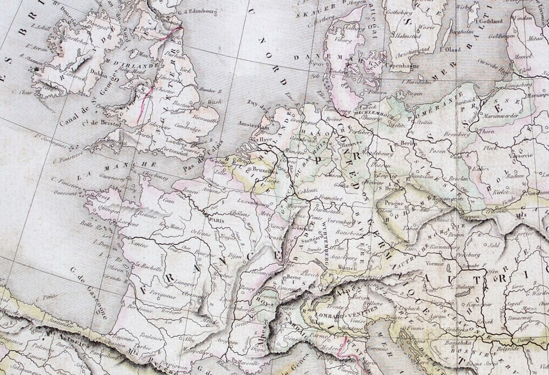 Antique engraving Felix Delamarche French map of Europe 1838 - 2