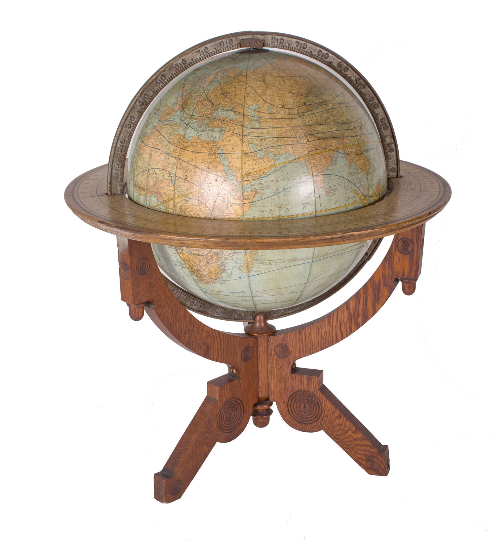 Rare eastlake base 12" TERRESTRIAL ANTIQUE GLOBE RAND MC NALLY 1891 (1 of 8)