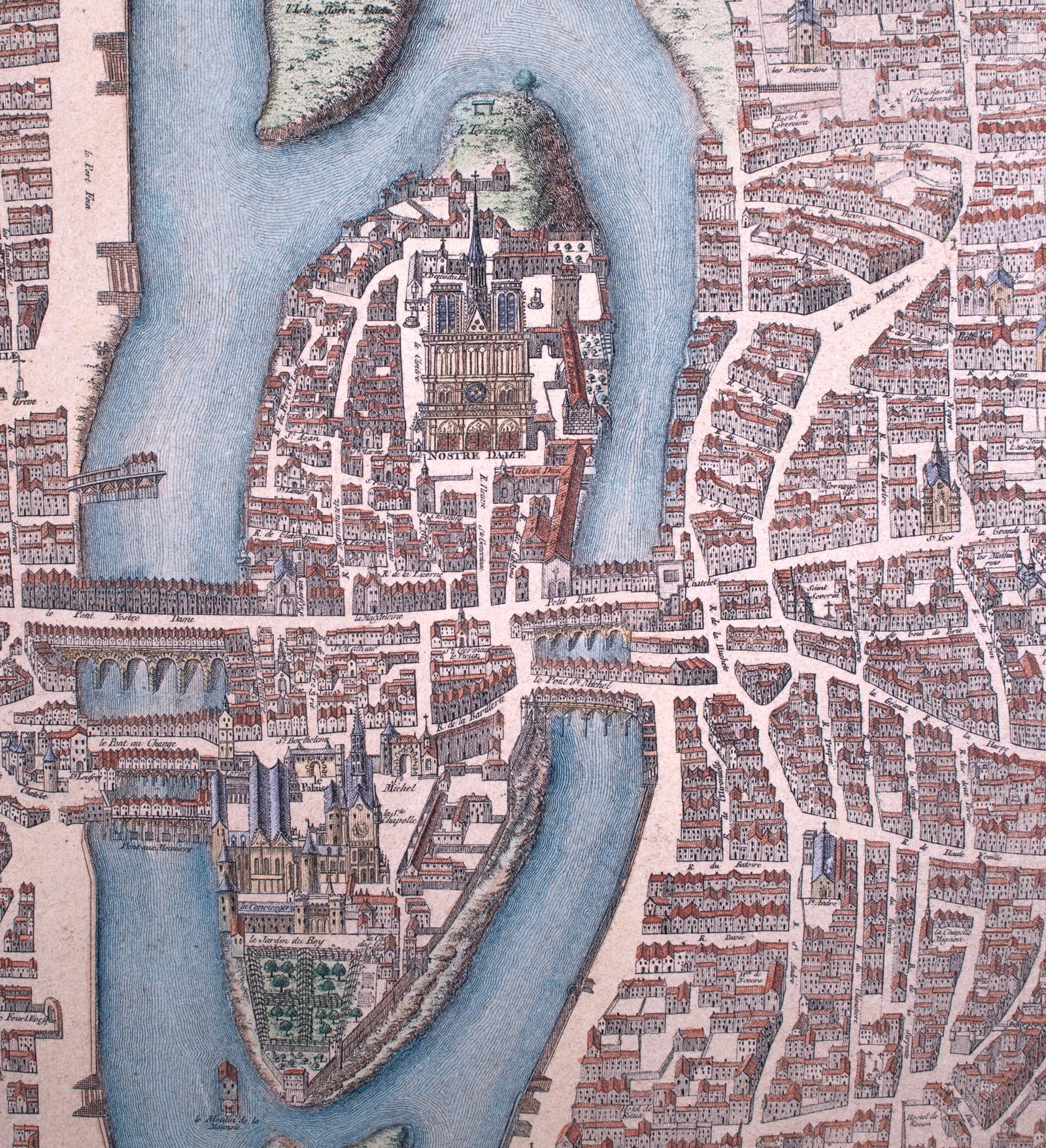 Engraving of Guillaume DHEULLAND Plan de la Ville de Paris 1756 - 4