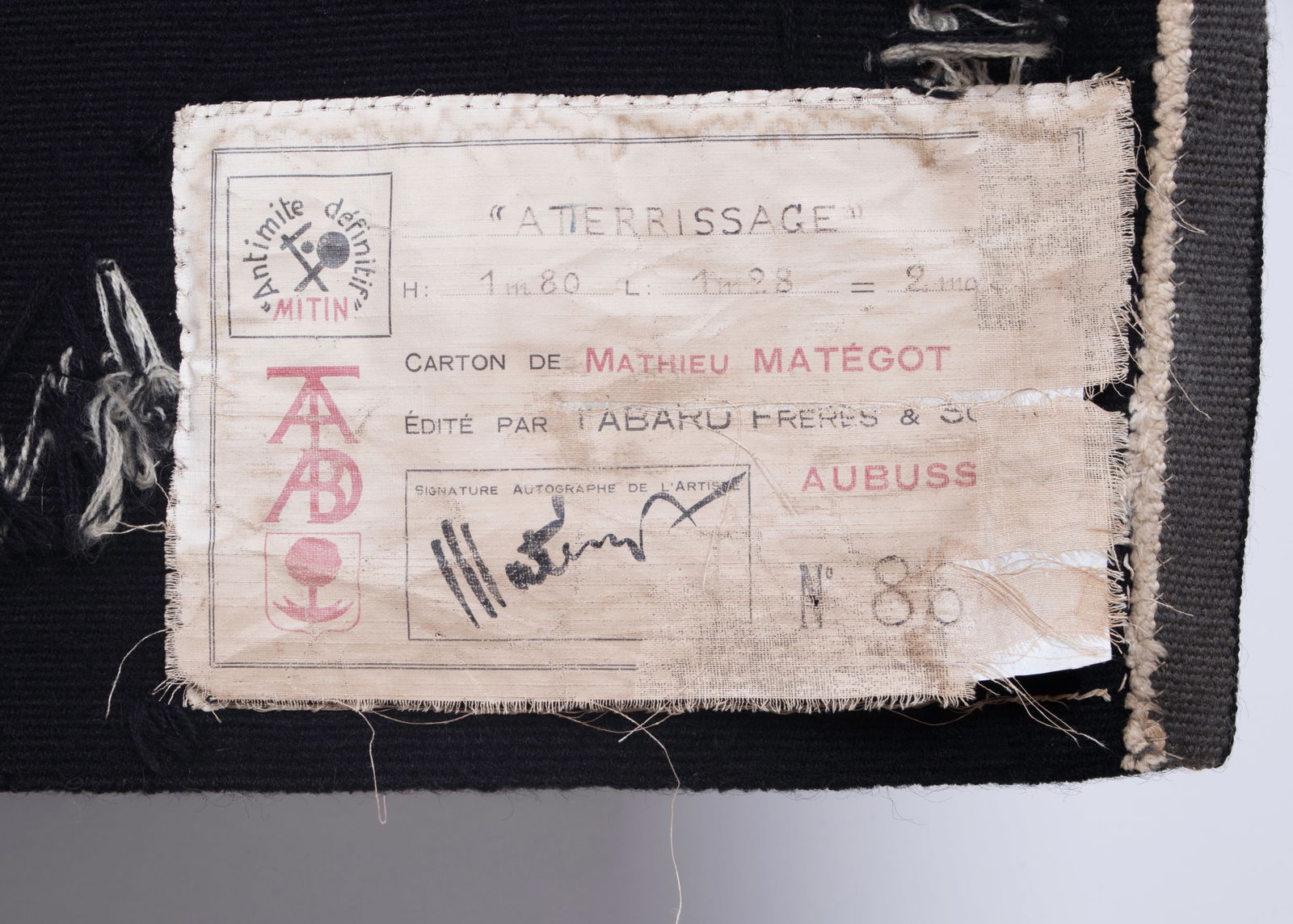 Aubusson Mathieu Mategot tapestry Tabard brother" Atterrisage" signed - 6