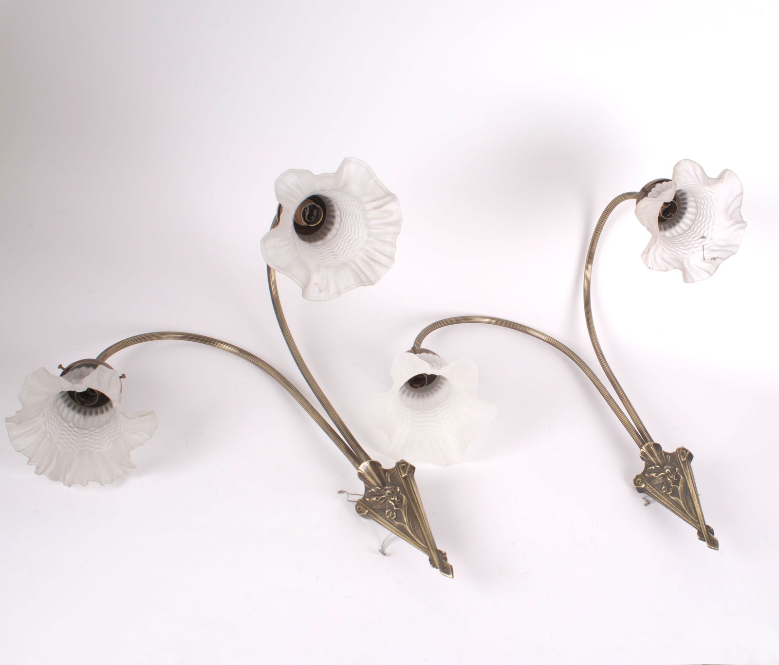 Pair of FRENCH ART DECO Sconces MOLDED GLASS - 2