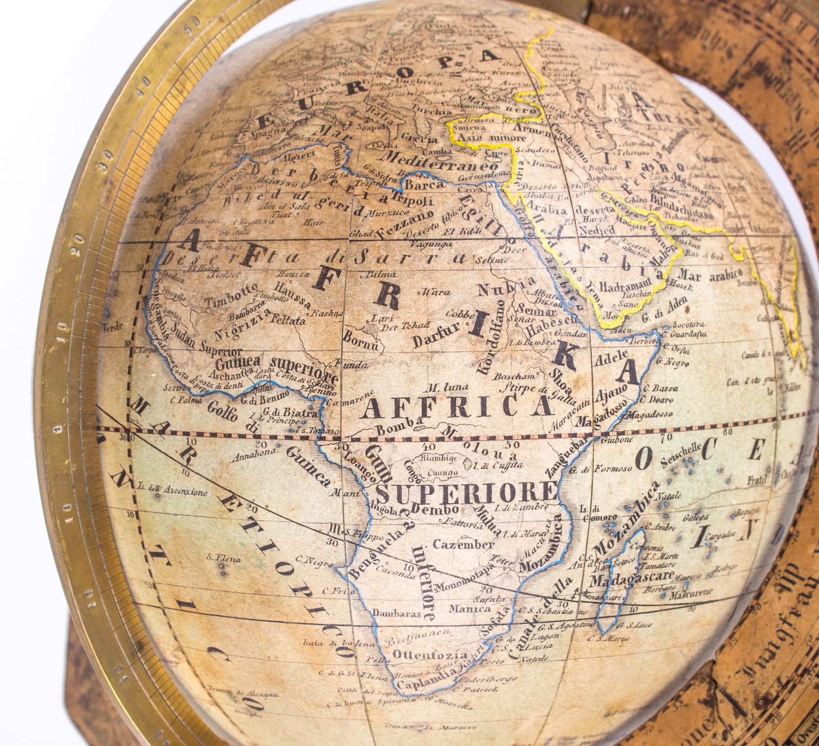 Abel Klinger 6 inches terrestrial globe 1860 Italian edition - 6