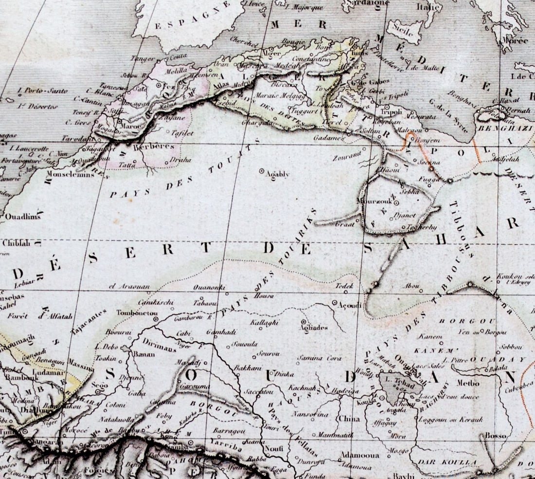 Antique French Engraving Felix Delamarche map of Africa 1838 - 3