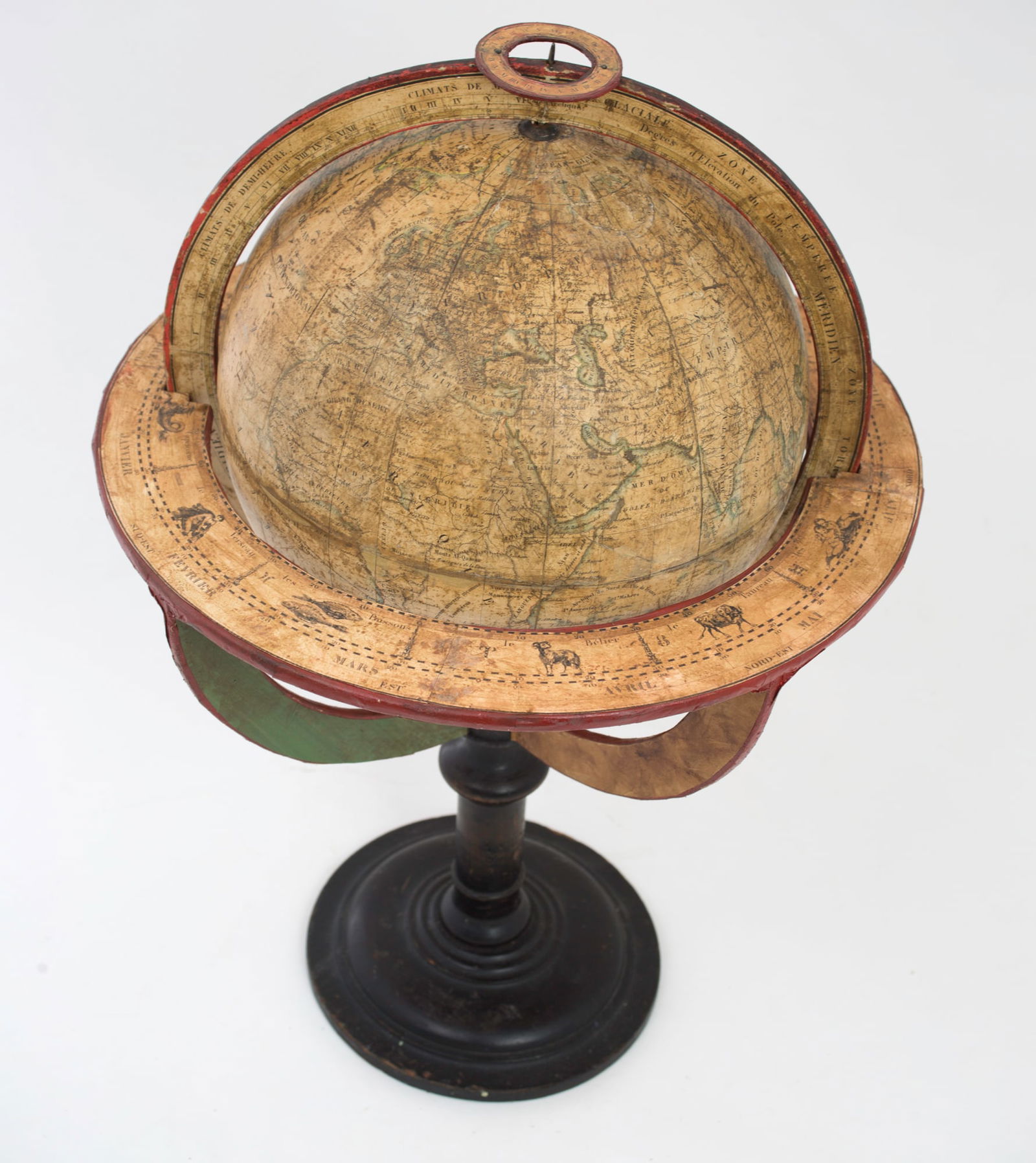 1830 French antique terrestrial globe 10" cooper engraving Lapie geographer - 6