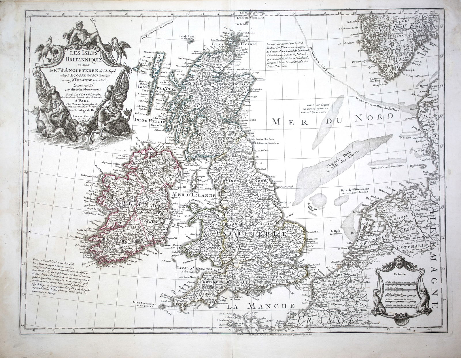 De L'Isle Philippe Buache engraved map of the the British Island 1800 (1 of 4)