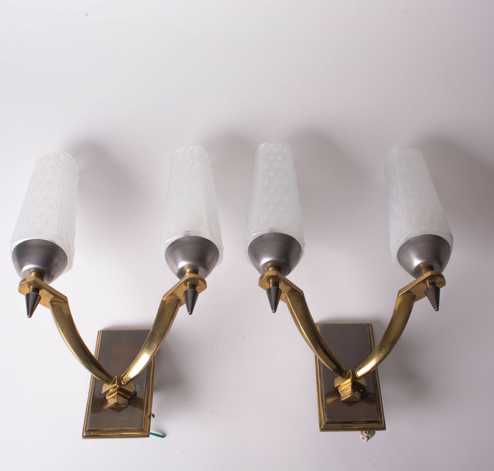 Second set Pair of Brass Sconces maison Lunel French mid century maison Arlus - 2