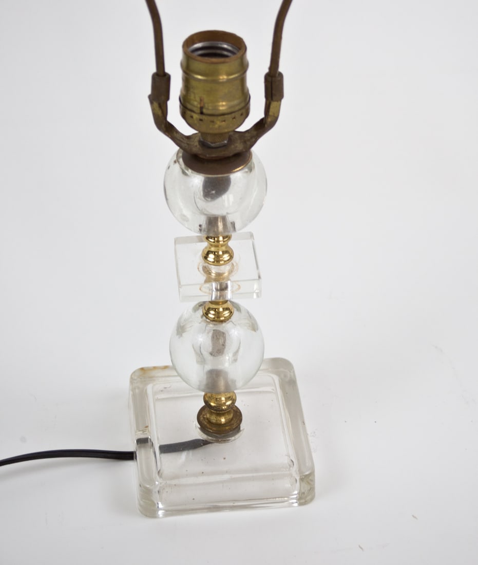 FRENCH ART DECO modernist Glass DESK LAMP ADNET 2 round glass ball - 2