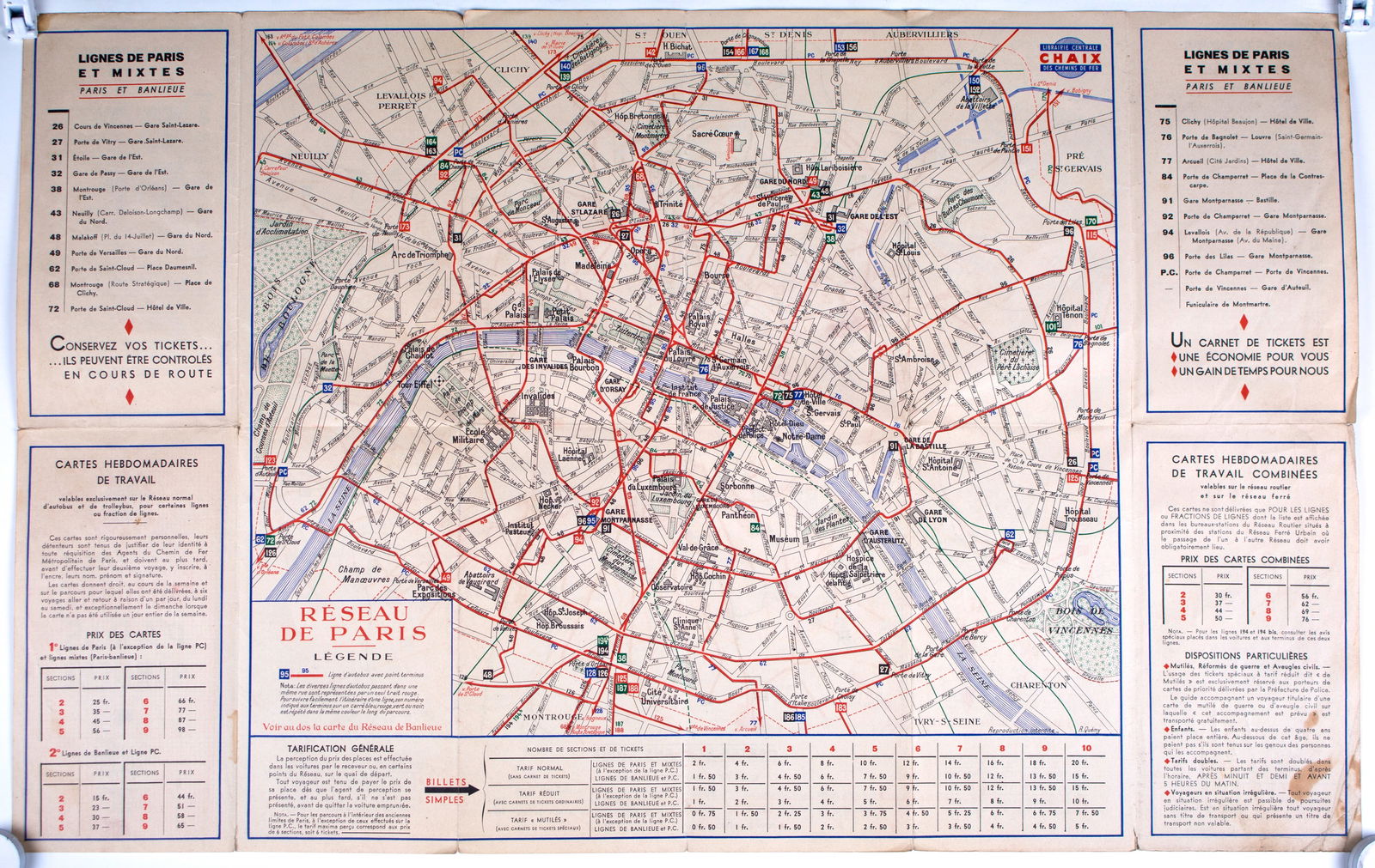 Paris subway map with numbered lines 1946 Chaix editeur prospectus guide: Title: Paris subway map with numbered lines 1946 Chaix editeur prospectus guide Description: Paris bus stop map with numbered lines edited by Chaix circa 1946 .Some of the legendary station name will