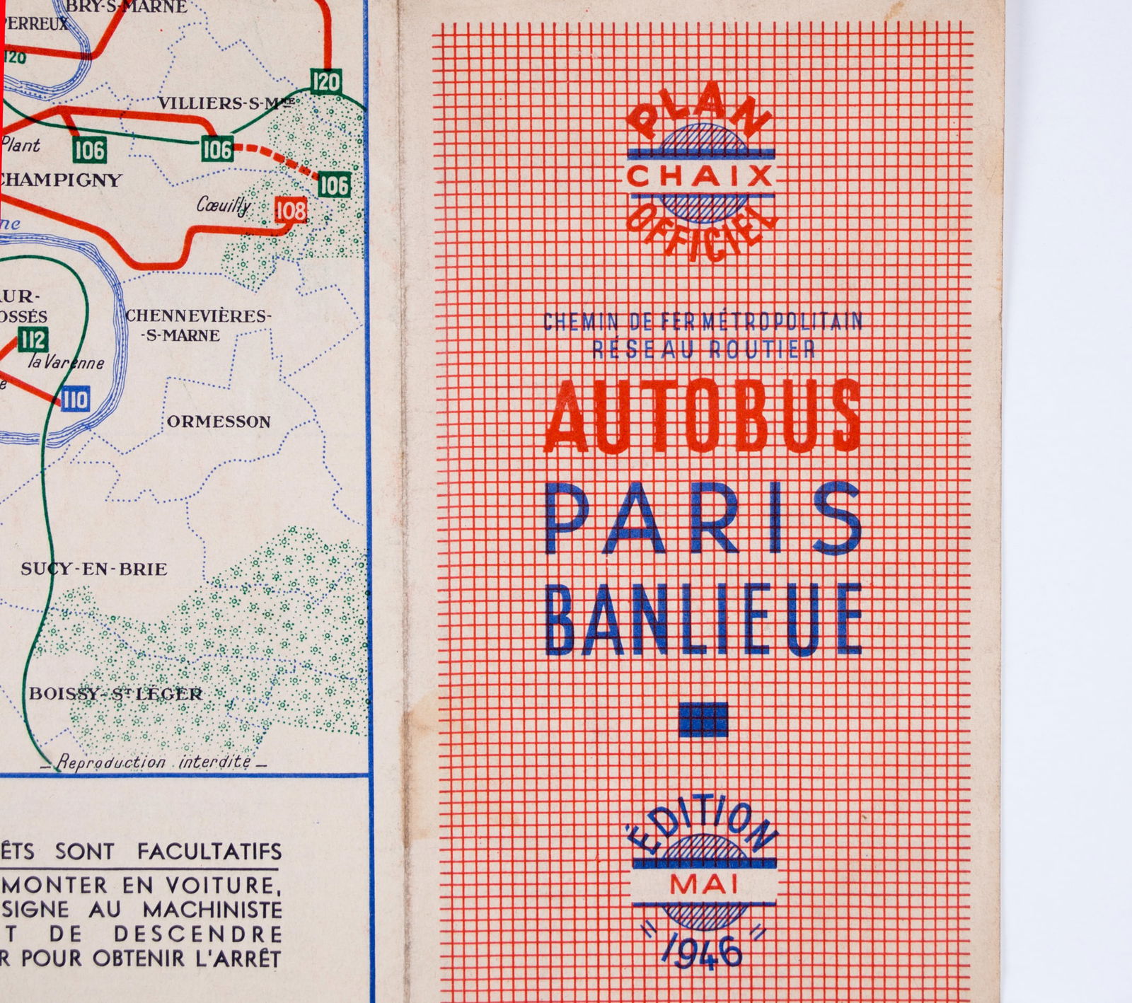 Paris subway map with numbered lines 1946 Chaix editeur prospectus guide - 3