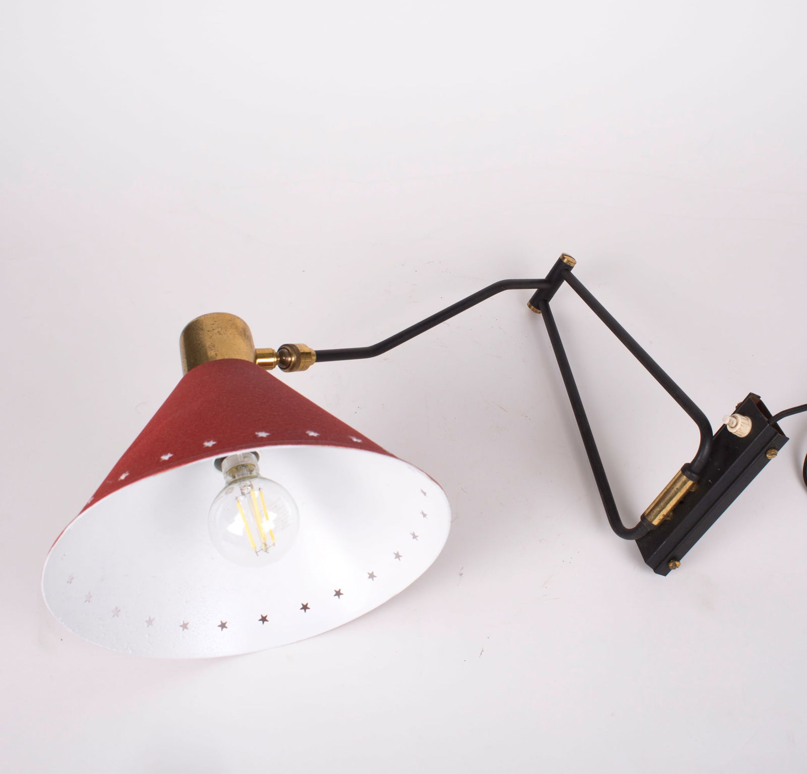 French mid century Rene Mathieu Adjustable Wall Lamp Editions Lunel - 5