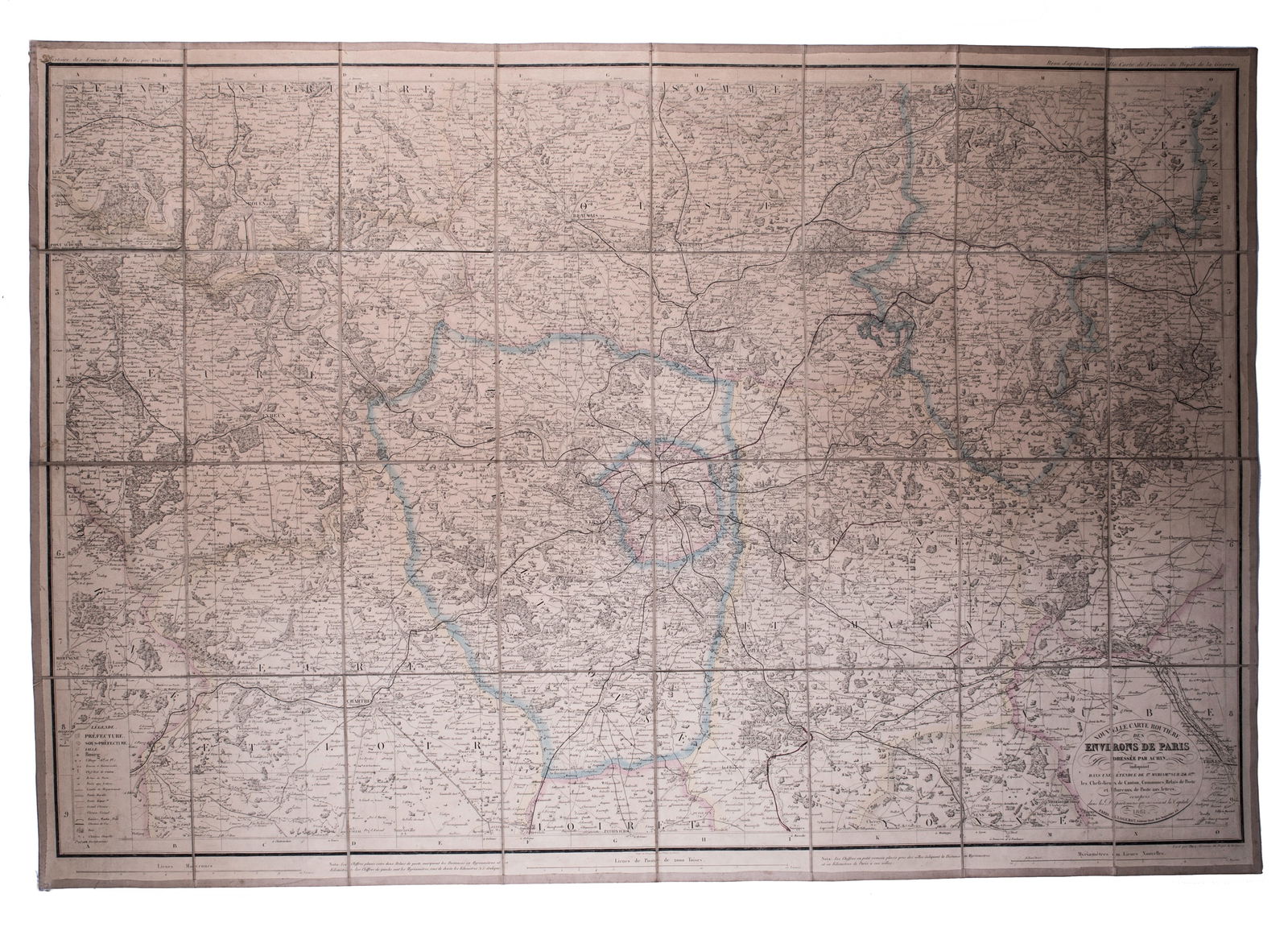 French map Logerot Environ de Paris 1861 on linen (1 of 6)