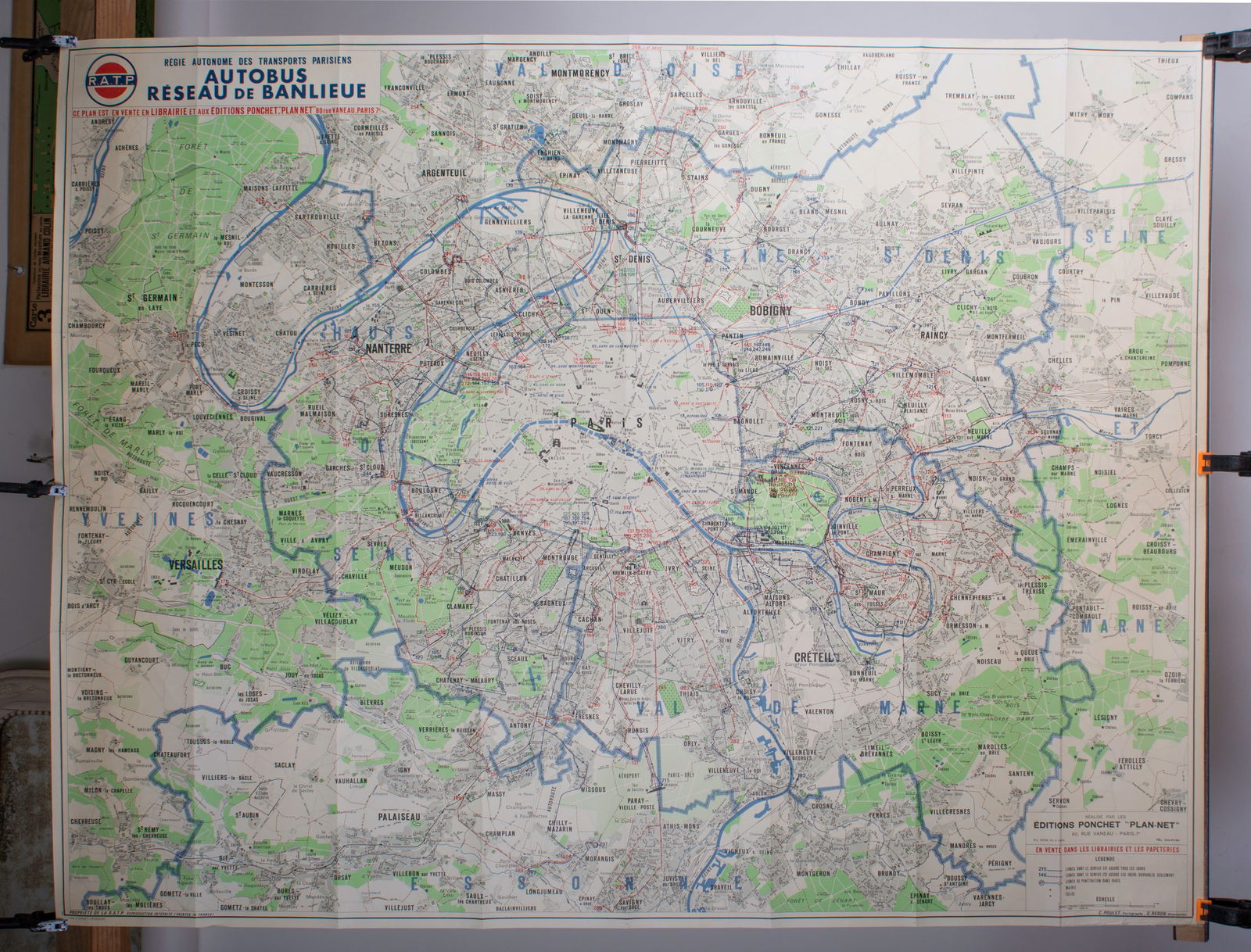 Large Paris bus stop RATP including surrounding suburb 1963 Tarride - 4