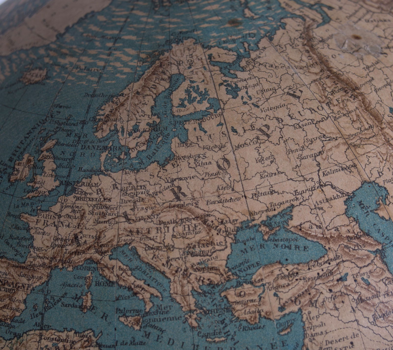 1860 DELAGRAVE FRENCH TERRESTRIAL ANTIQUE GLOBE 14 Bonnefont - 2