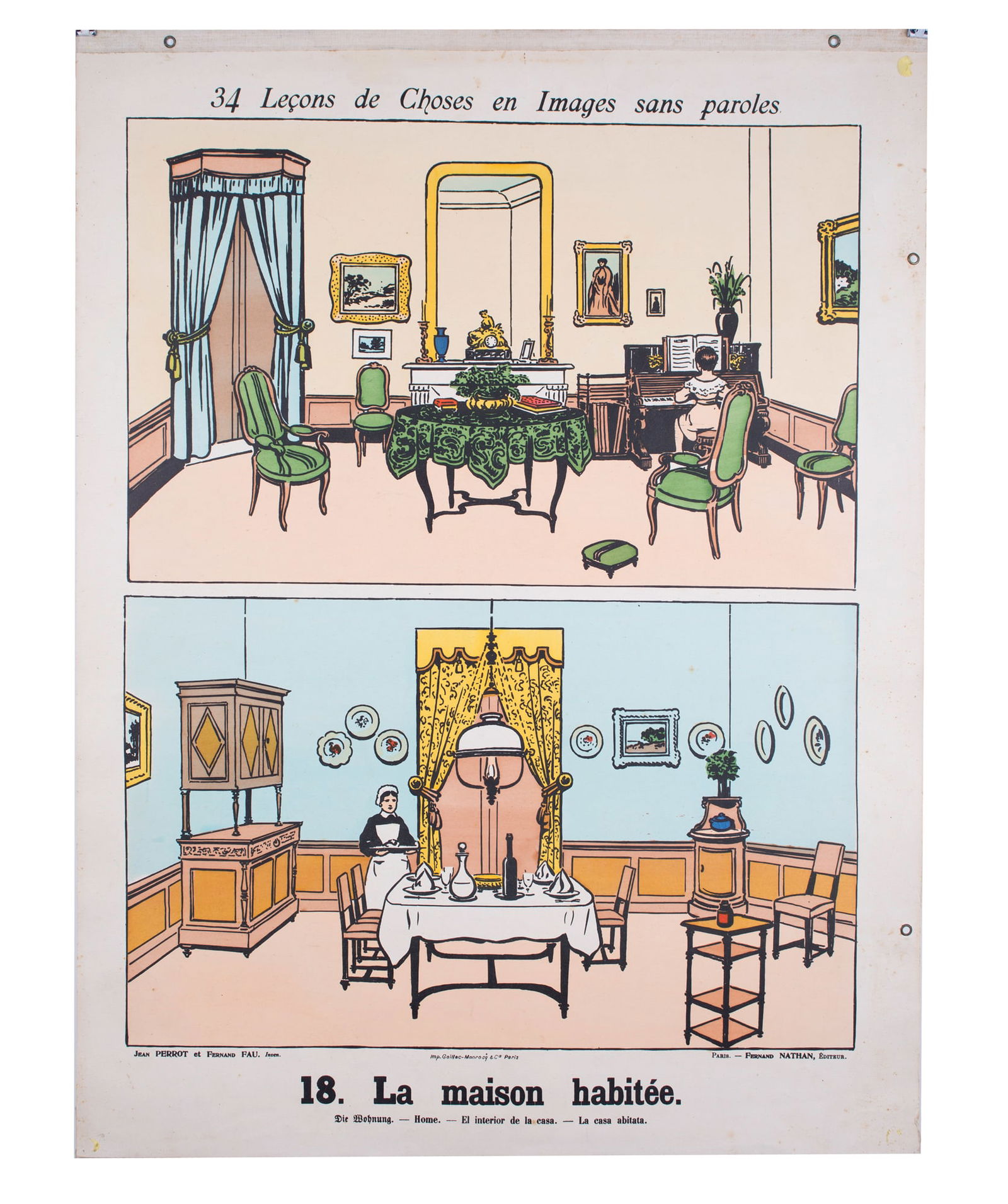 Vintage French School Poster Fernand Nathan housing - Double sided - 2