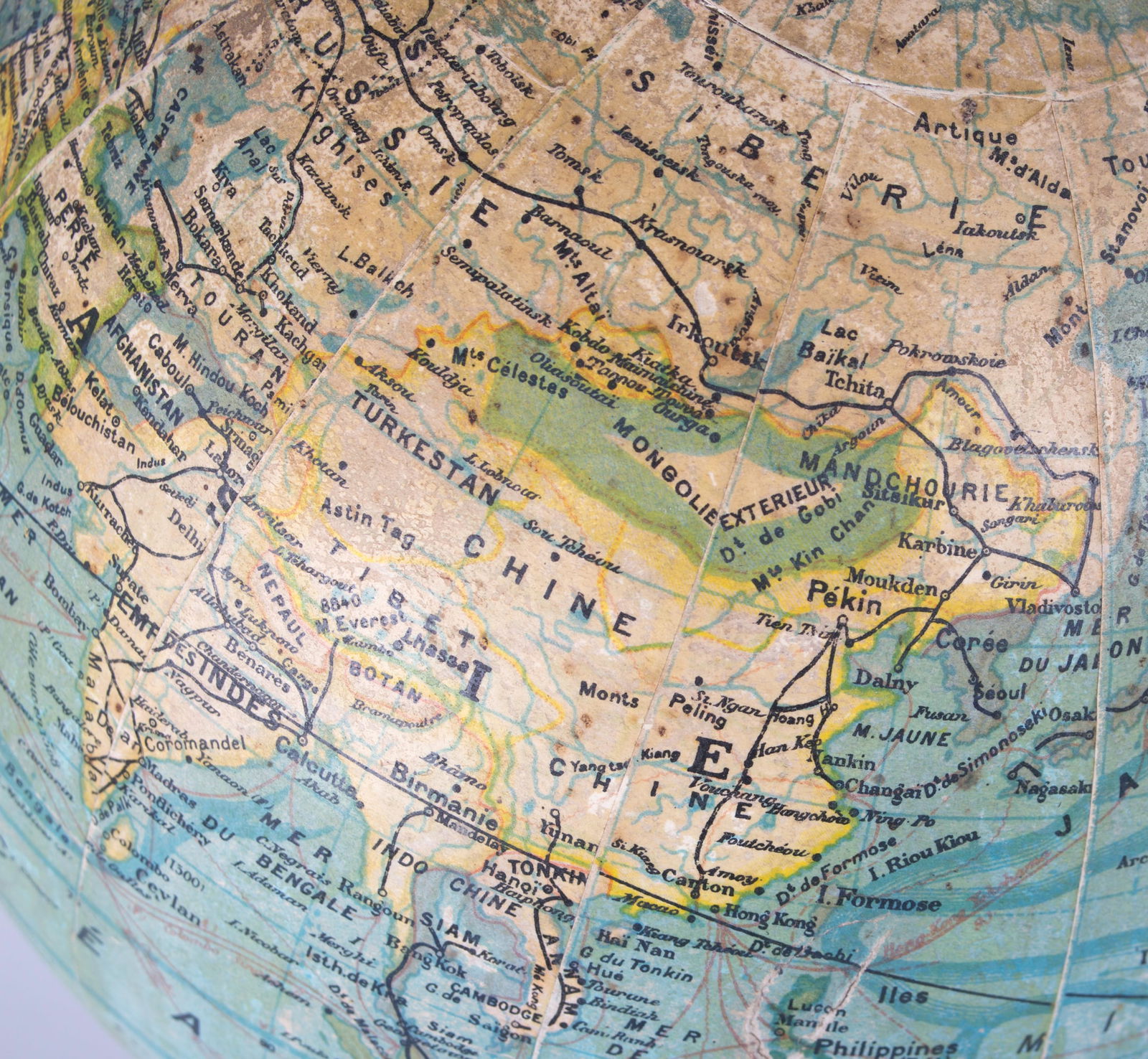 1925's 9" ANTIQUE FRENCH TERRESTRIAL GLOBE Forest - 3