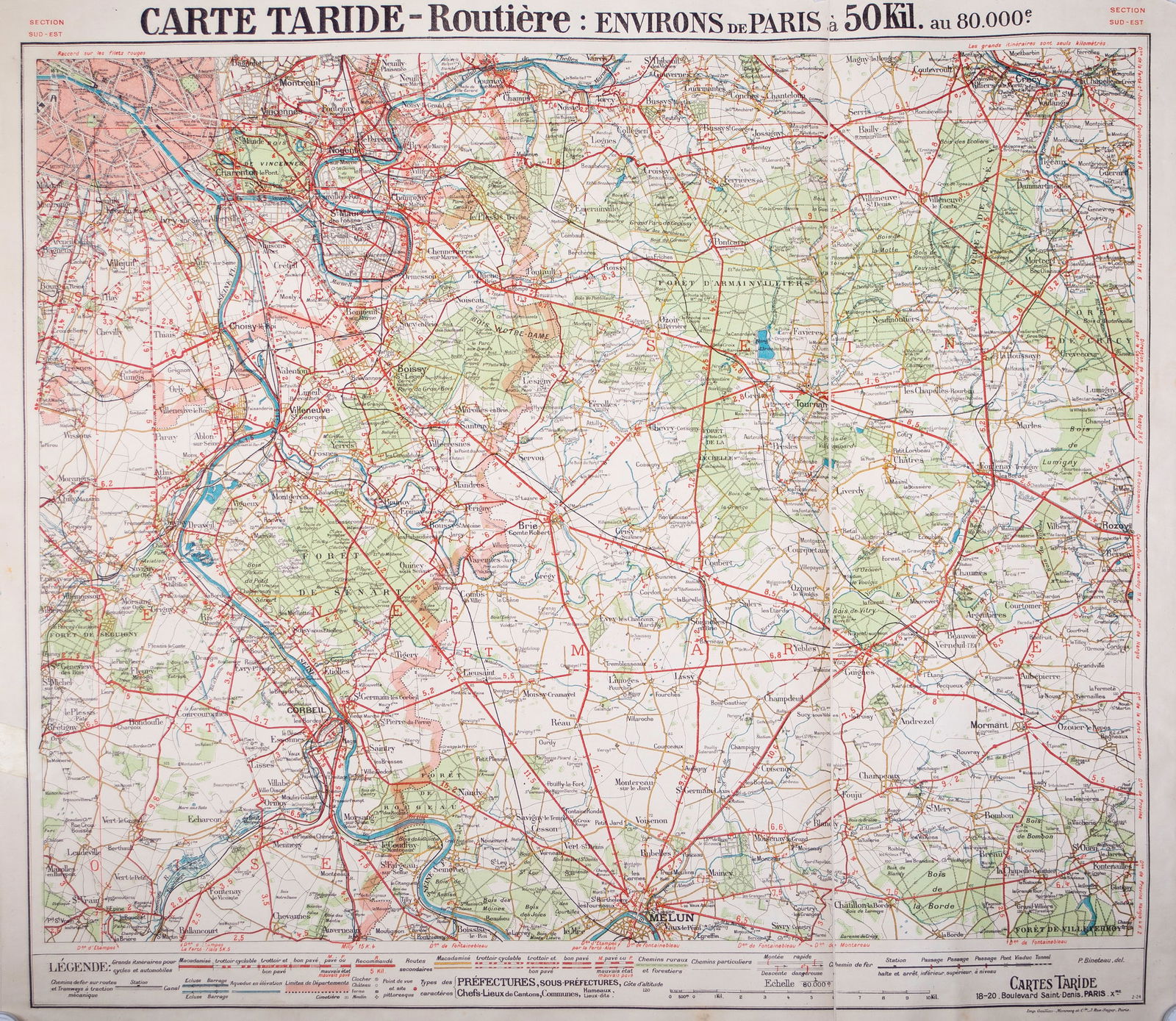 Environs de Paris roadmap Taride South west (surrending ) 31 miles - 2