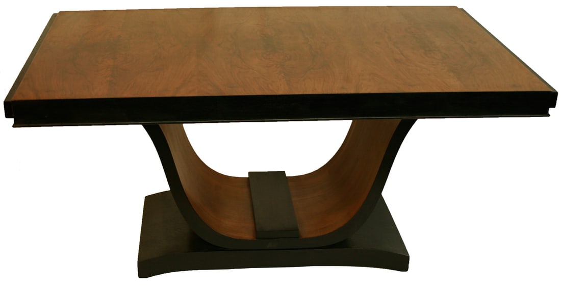 FRENCH ART DECO Dining room table U SWAN BASE Walnut - 2