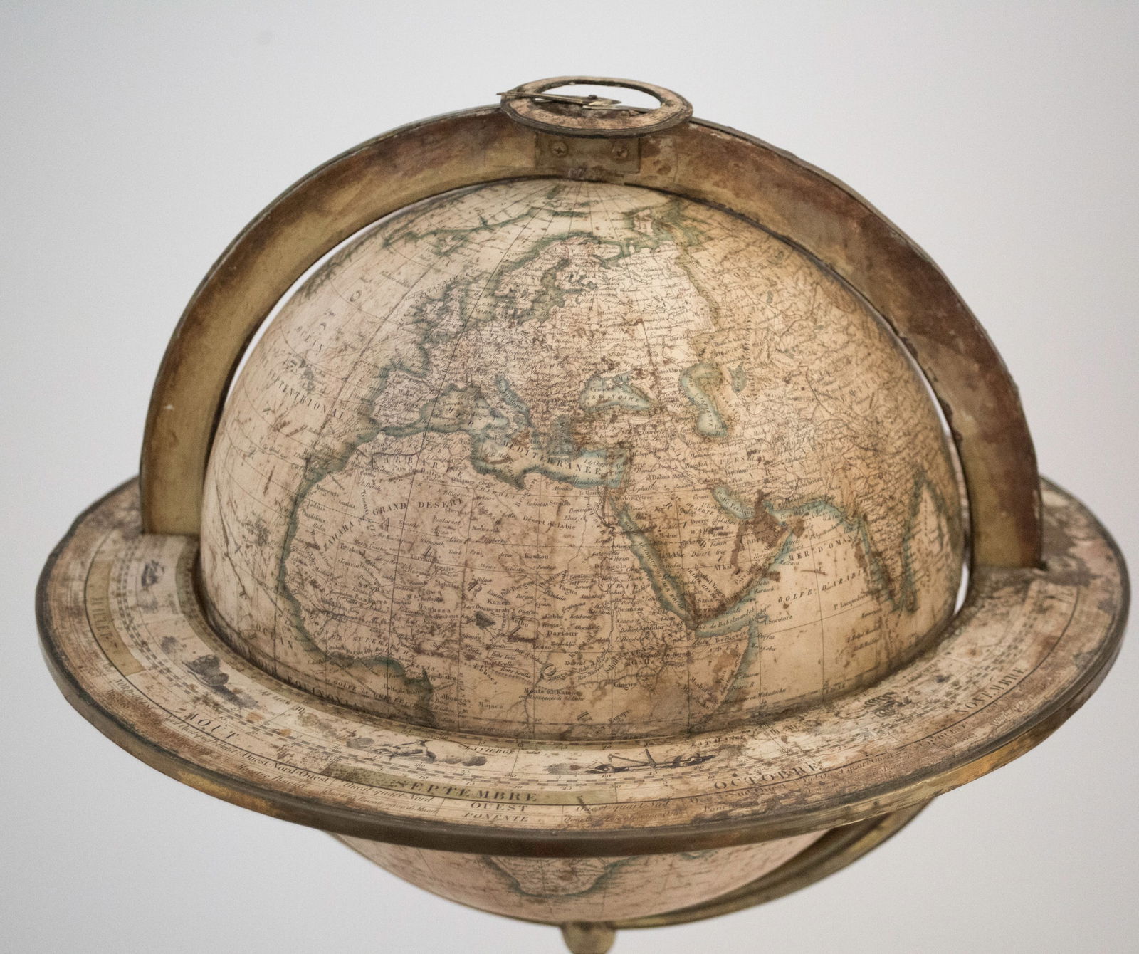 1820/30 French antique terrestrial globe 12" engraving Lapie geographer - 6