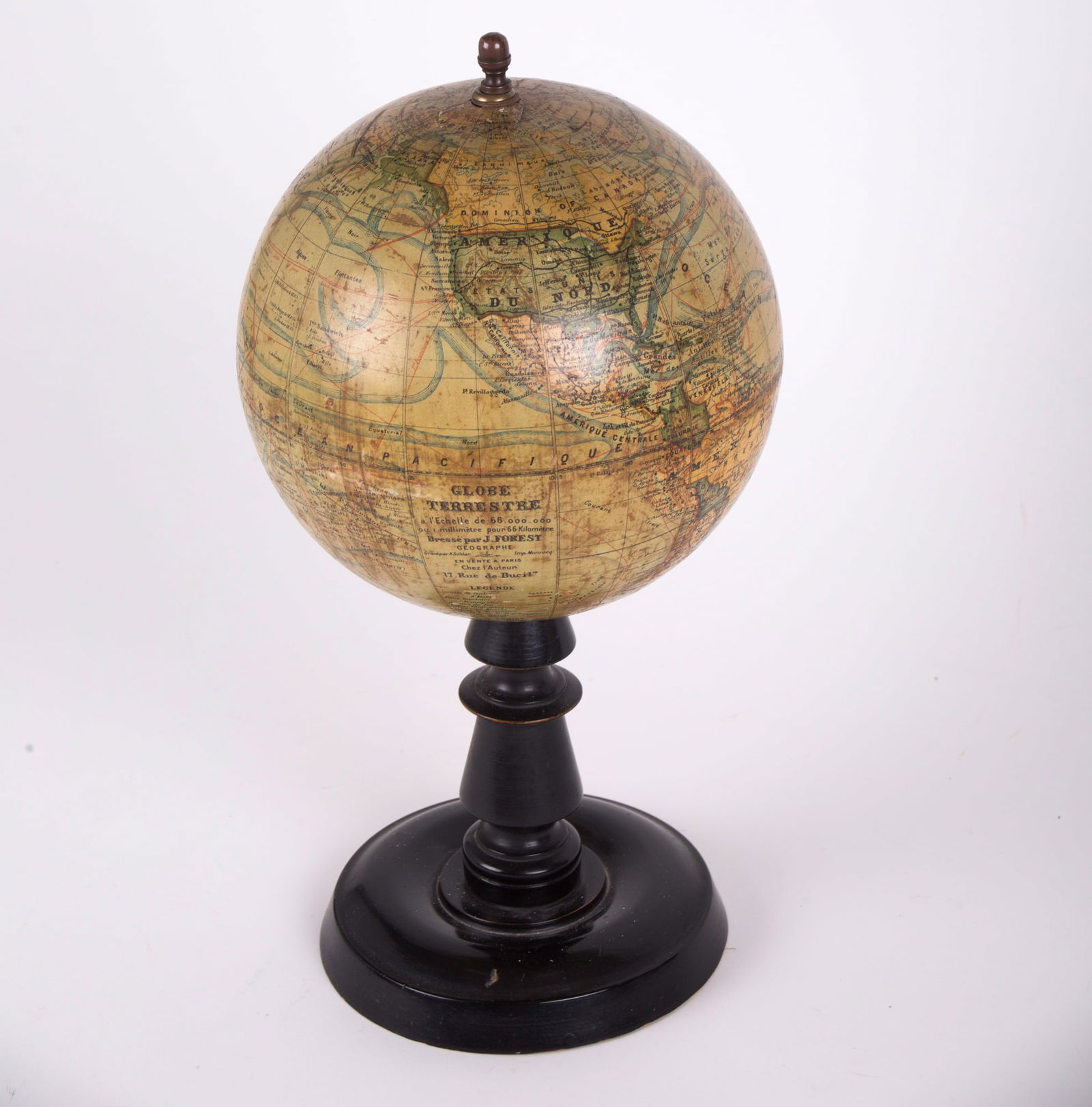 1880's 9 " ANTIQUE FRENCH TERRESTRIAL GLOBE Forest mappemonde - 2