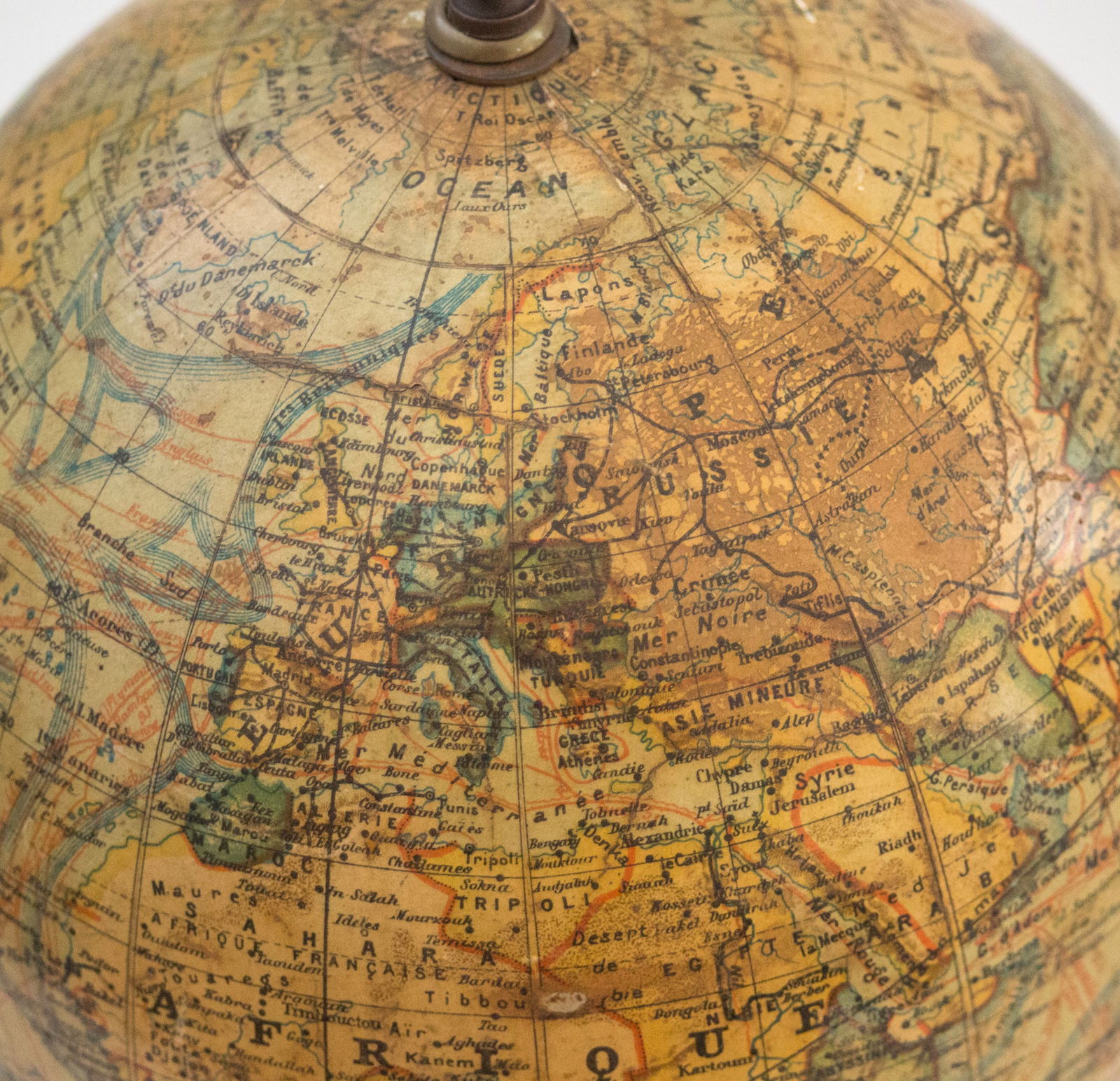 1880's 9 " ANTIQUE FRENCH TERRESTRIAL GLOBE Forest mappemonde - 4