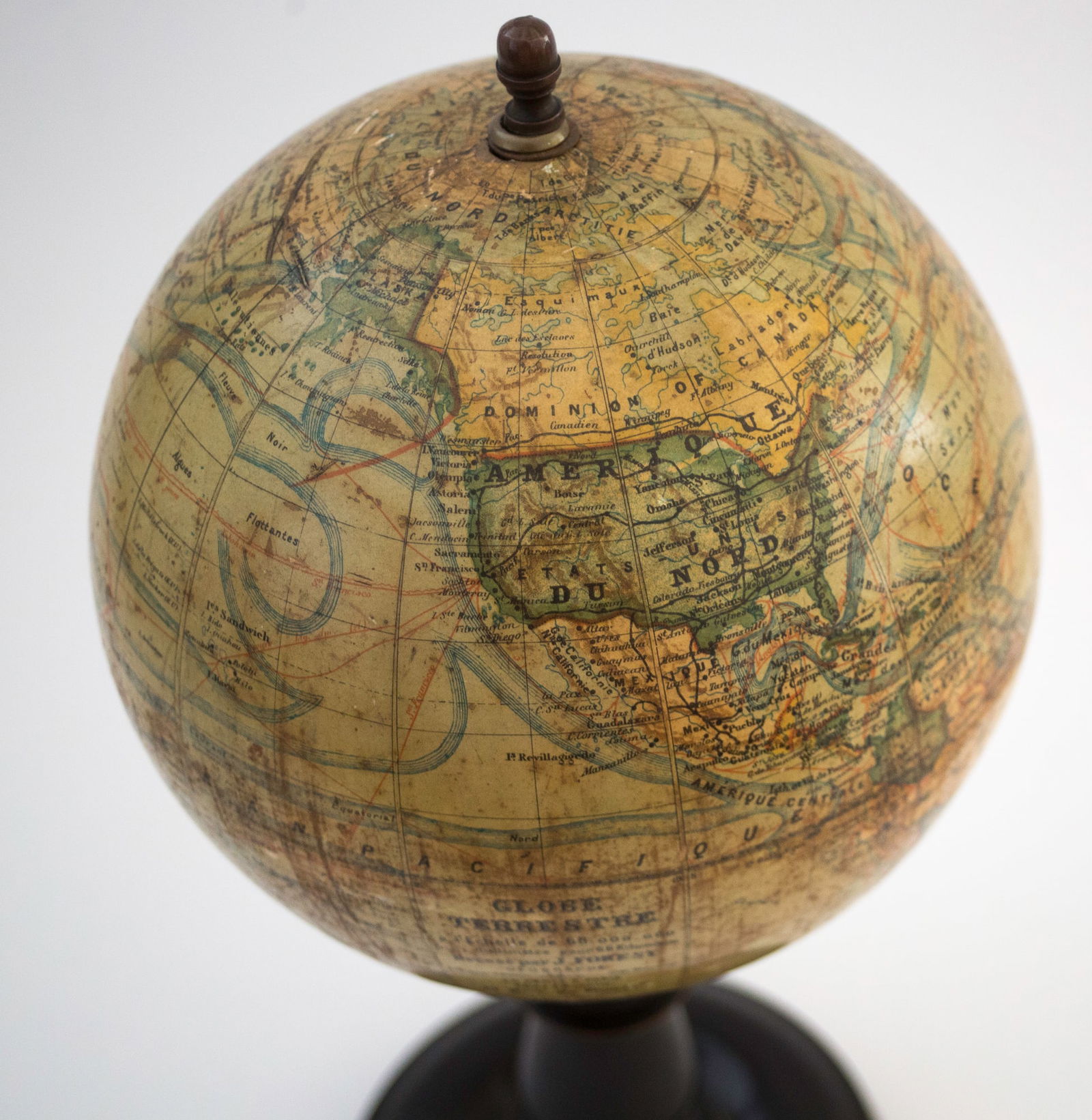 1880's 9 " ANTIQUE FRENCH TERRESTRIAL GLOBE Forest mappemonde - 5