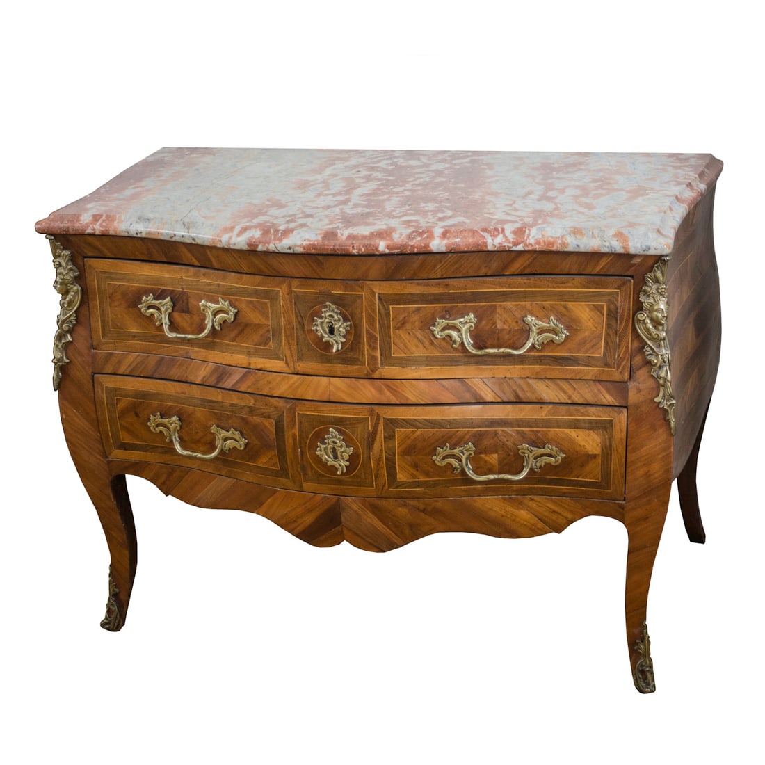18th Century French Louis XV Gilt Bronze Mounted Kingwood Commode molded marble (1 of 7)