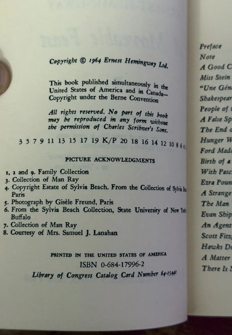 A Moveable Feast Scribner’s Paperback 1964 New Condition Unread 1st Thus - 4