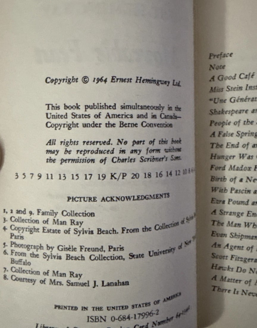 A Moveable Feast Scribner’s Paperback 1964 New Condition Unread 1st Thus - 8