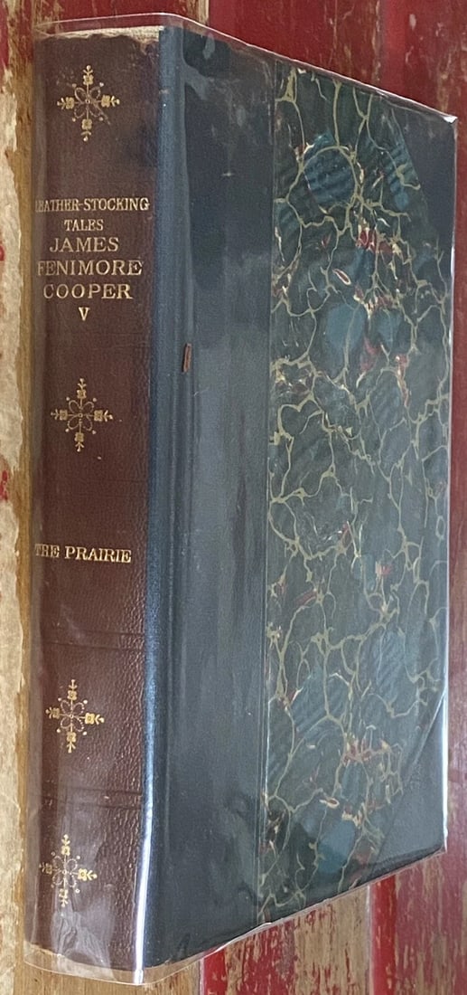 James Fenimore Cooper THE PRARIE 1898 Leather Stocking Tales Fireside Antique: James Fenimore Cooper THE PRARIE 1898 Leather Stocking Tales Fireside Edition, Antique Book. Black and red illustrated title page. Very good condition. 460 pages. Hardcover leather binding with marble