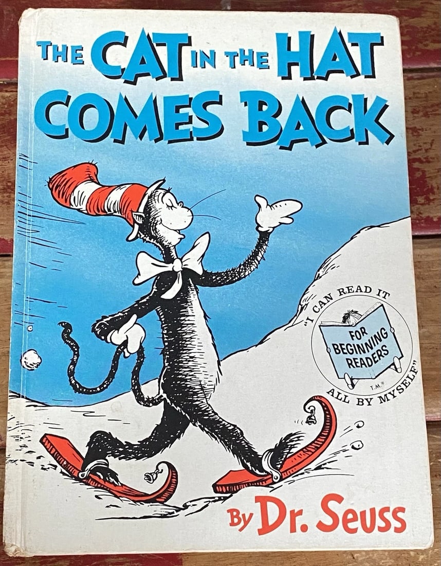 » RARE Cat in the Hat Comes Back - Dr. Seuss 1958 - TRUE 1st/1st Printing: Dr.Seuss The Cat In The Hat Comes Back 1958 First Edition/ First Printing (stated) Random House, New York. Hardcover No writing, no missing loose or torn pages. Bookplate to fep. Wear, closed tears to