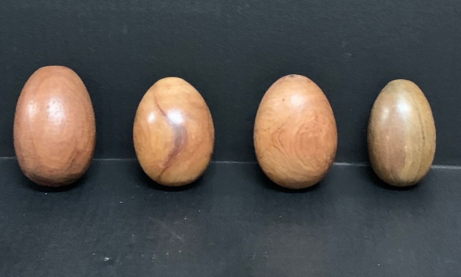 Carved Wood Egg Sculpture Set of 4 (1 of 5)