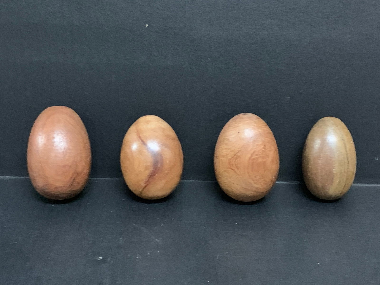 Carved Wood Egg Sculpture Set of 4 - 5