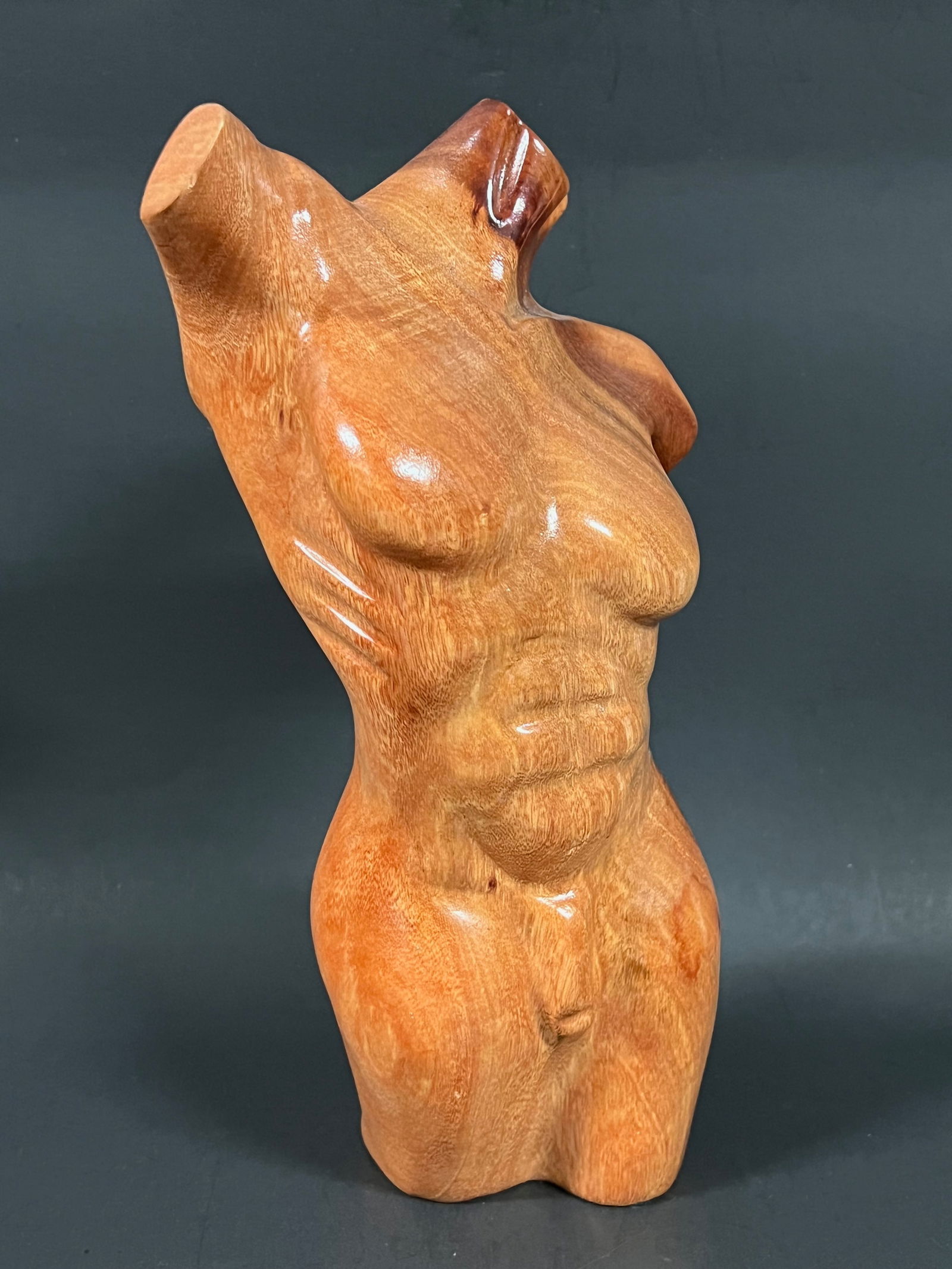 Carved Wood Male Torso Sculpture - 2