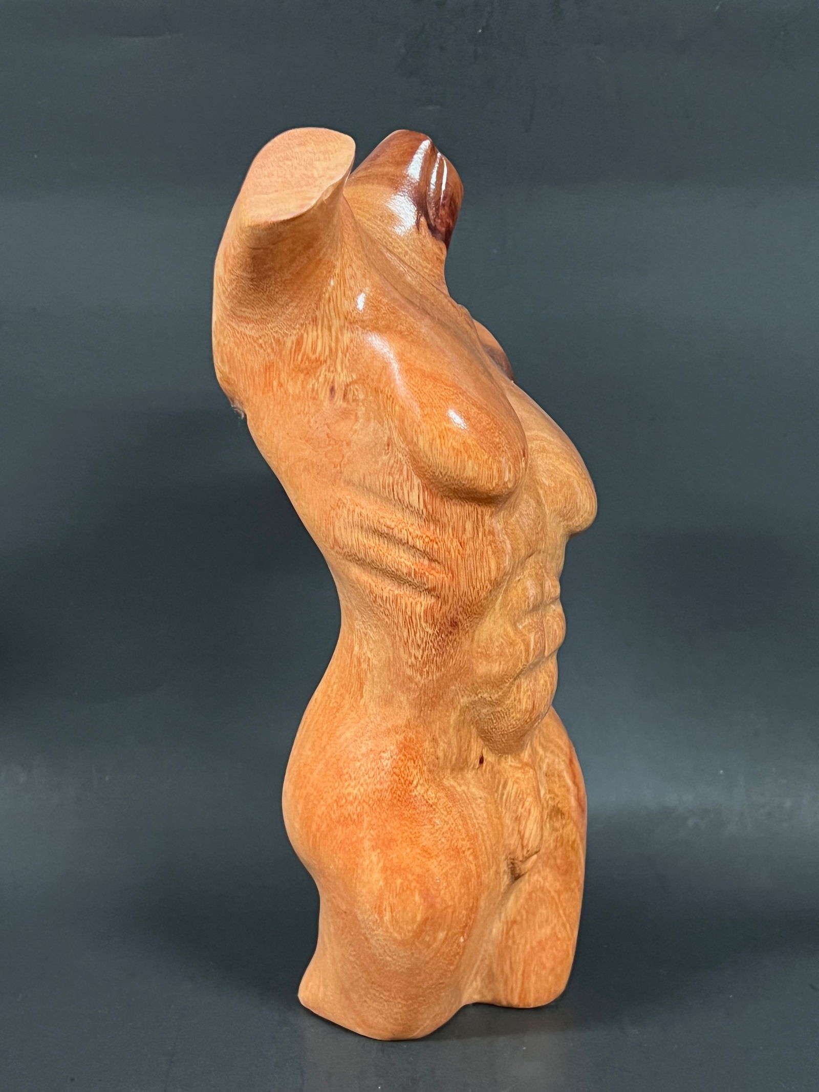 Carved Wood Male Torso Sculpture - 3