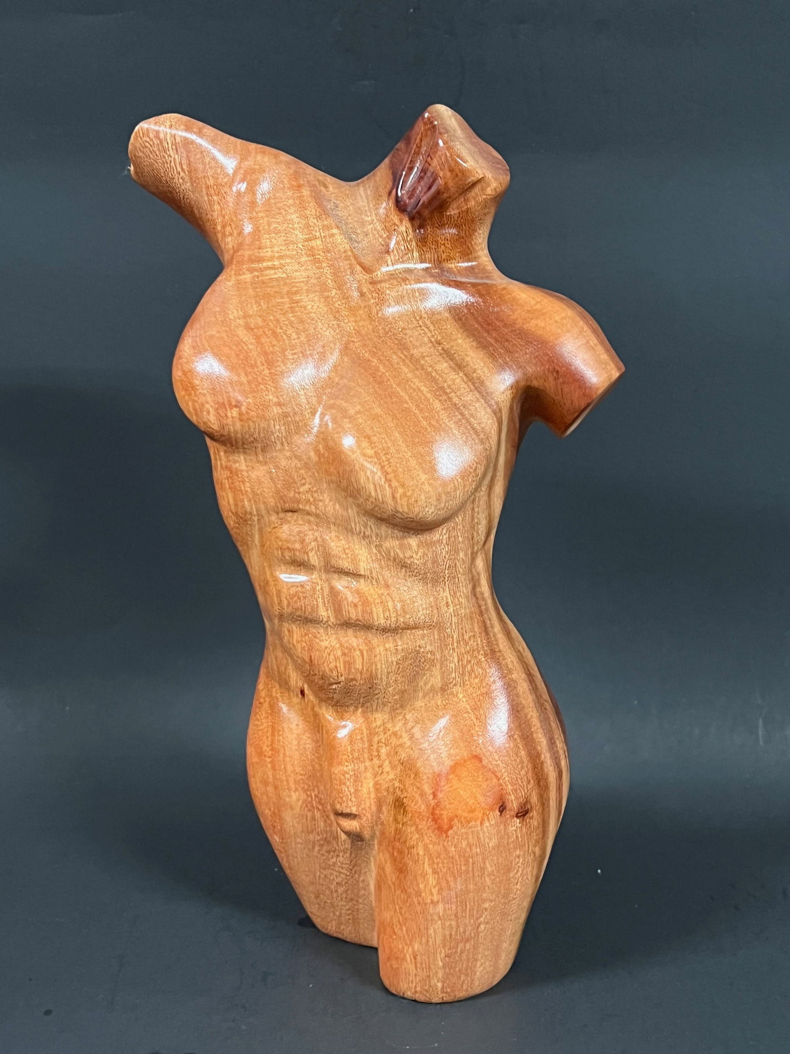 Carved Wood Male Torso Sculpture - 4