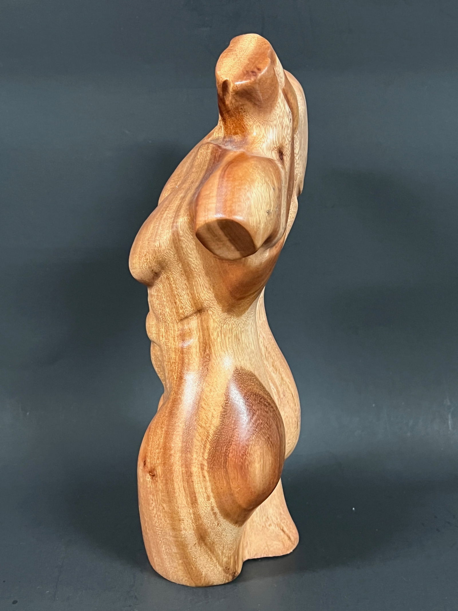 Carved Wood Male Torso Sculpture - 6
