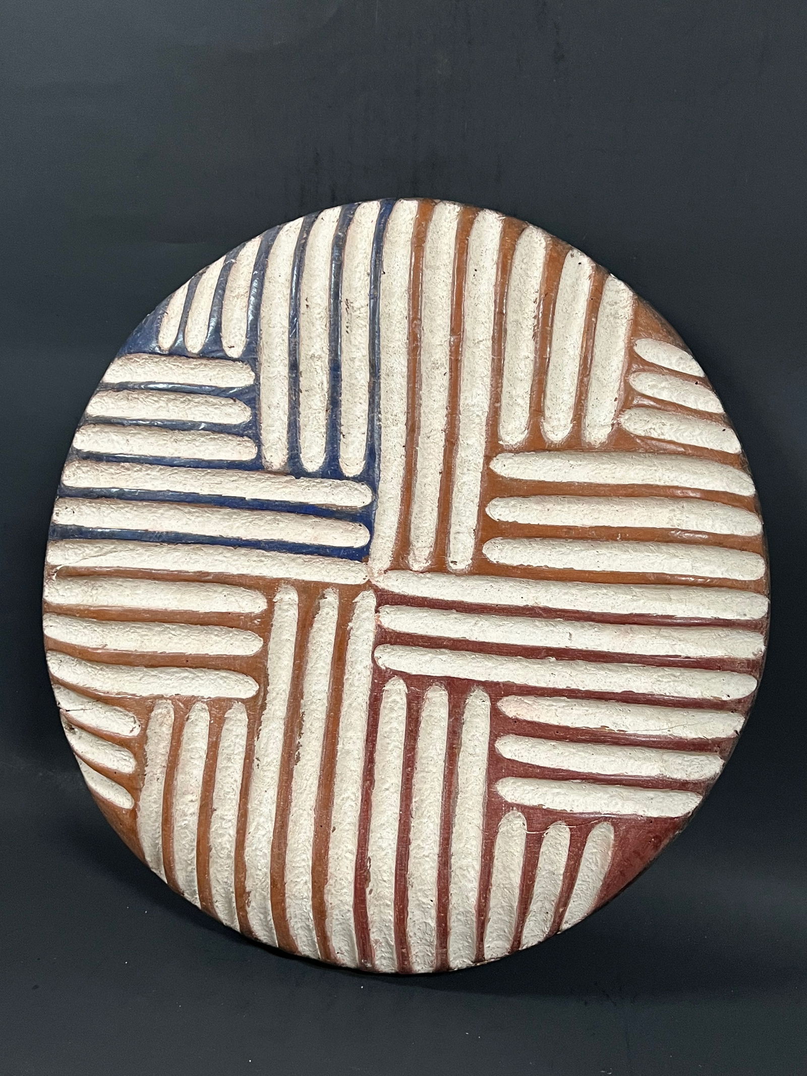 African Art Carved Wood Shield - 4