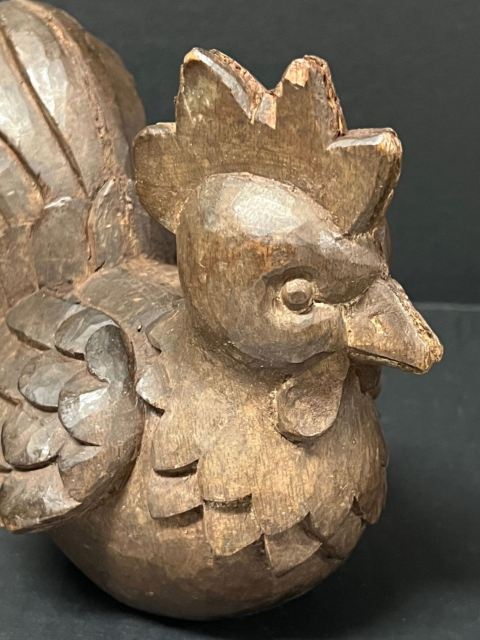 Carved Wood Chicken Sculpture - 6