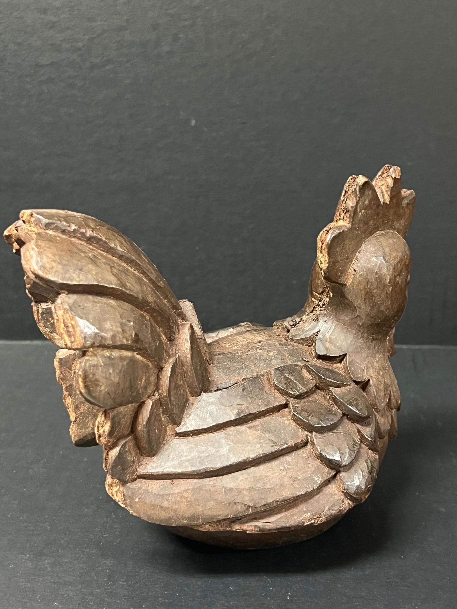 Carved Wood Chicken Sculpture - 7