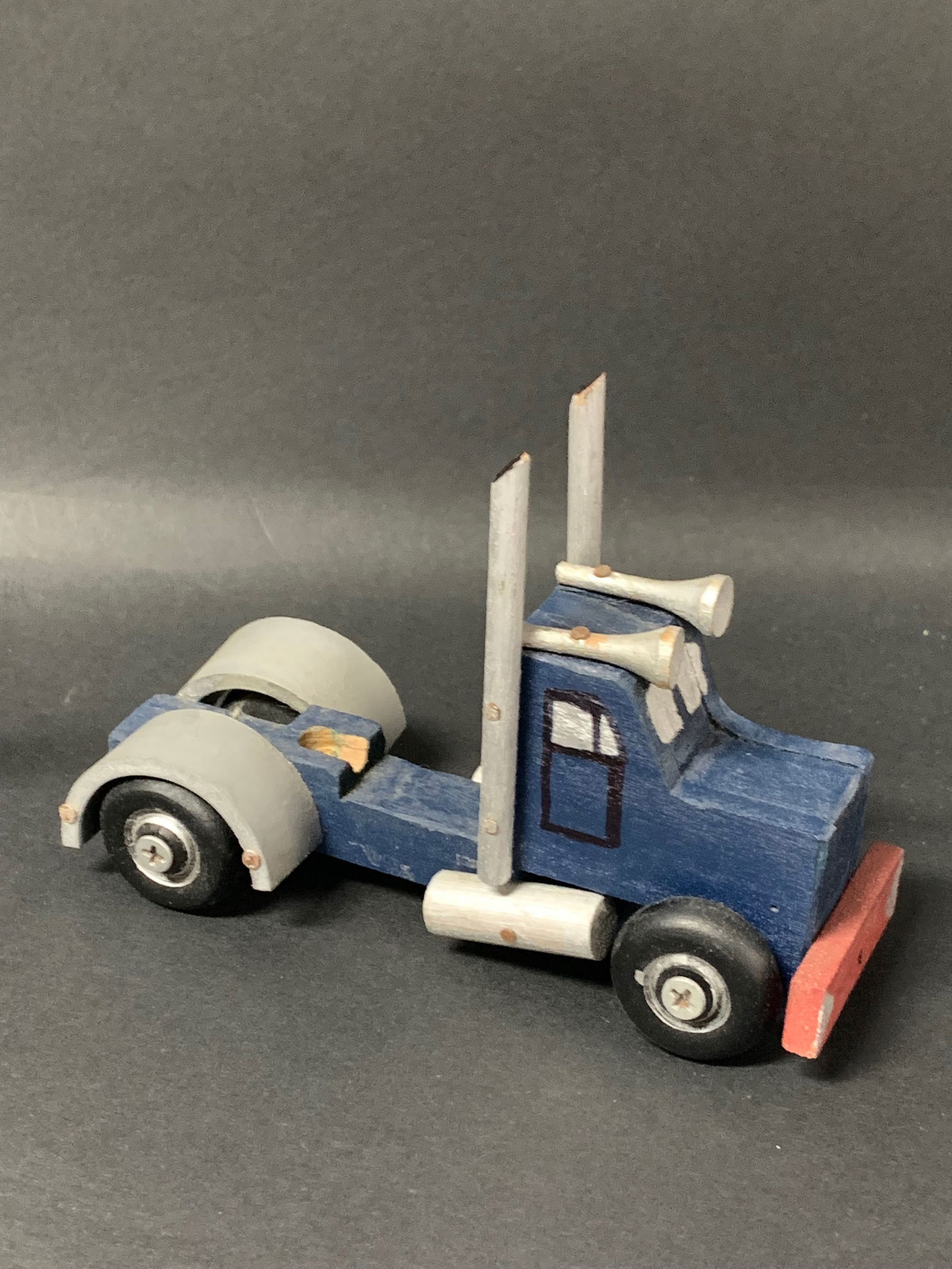 Carved Wood Painted Trucks Sculpture - 4
