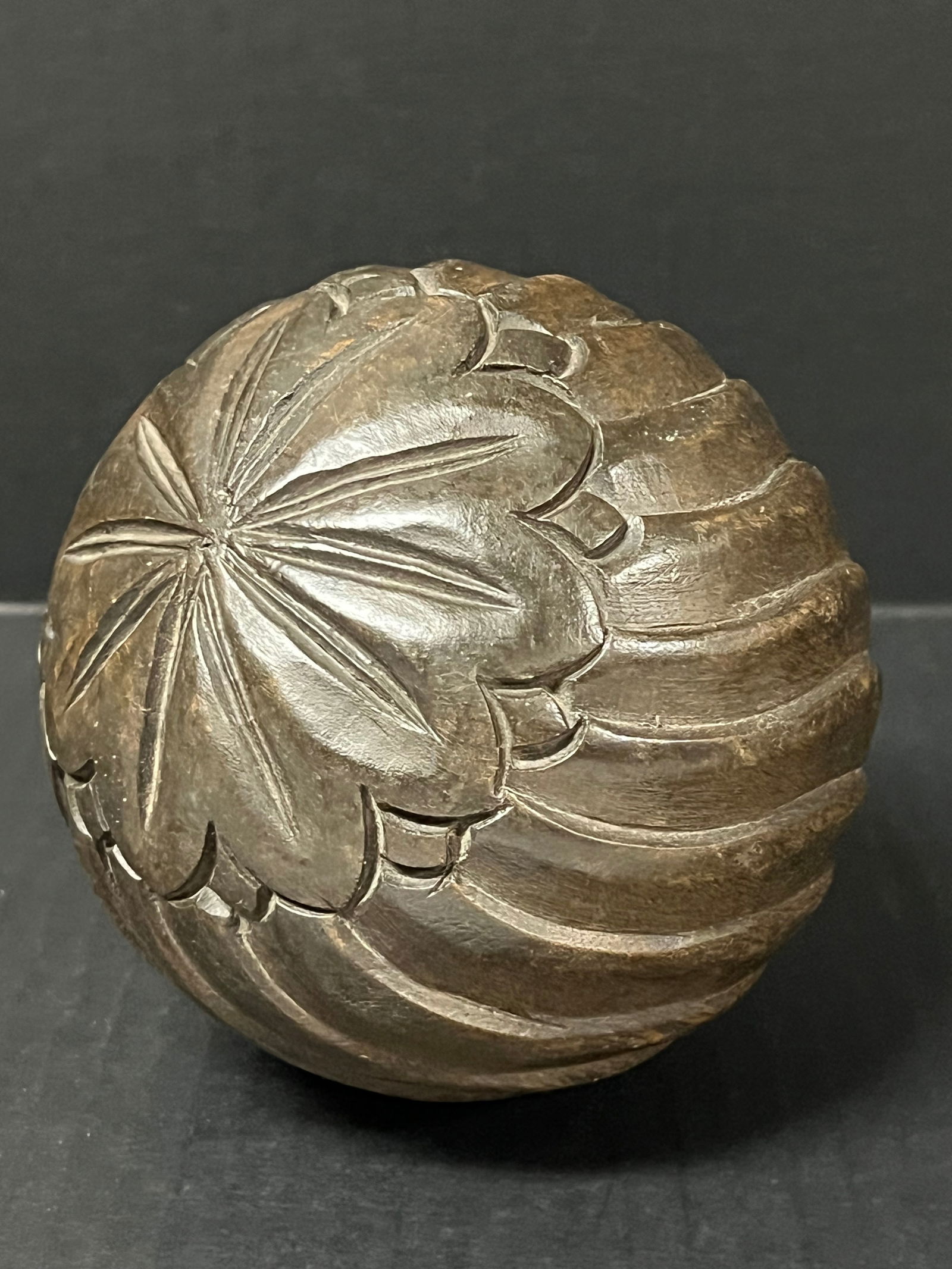 Carved Wood Ball Sculpture - 3