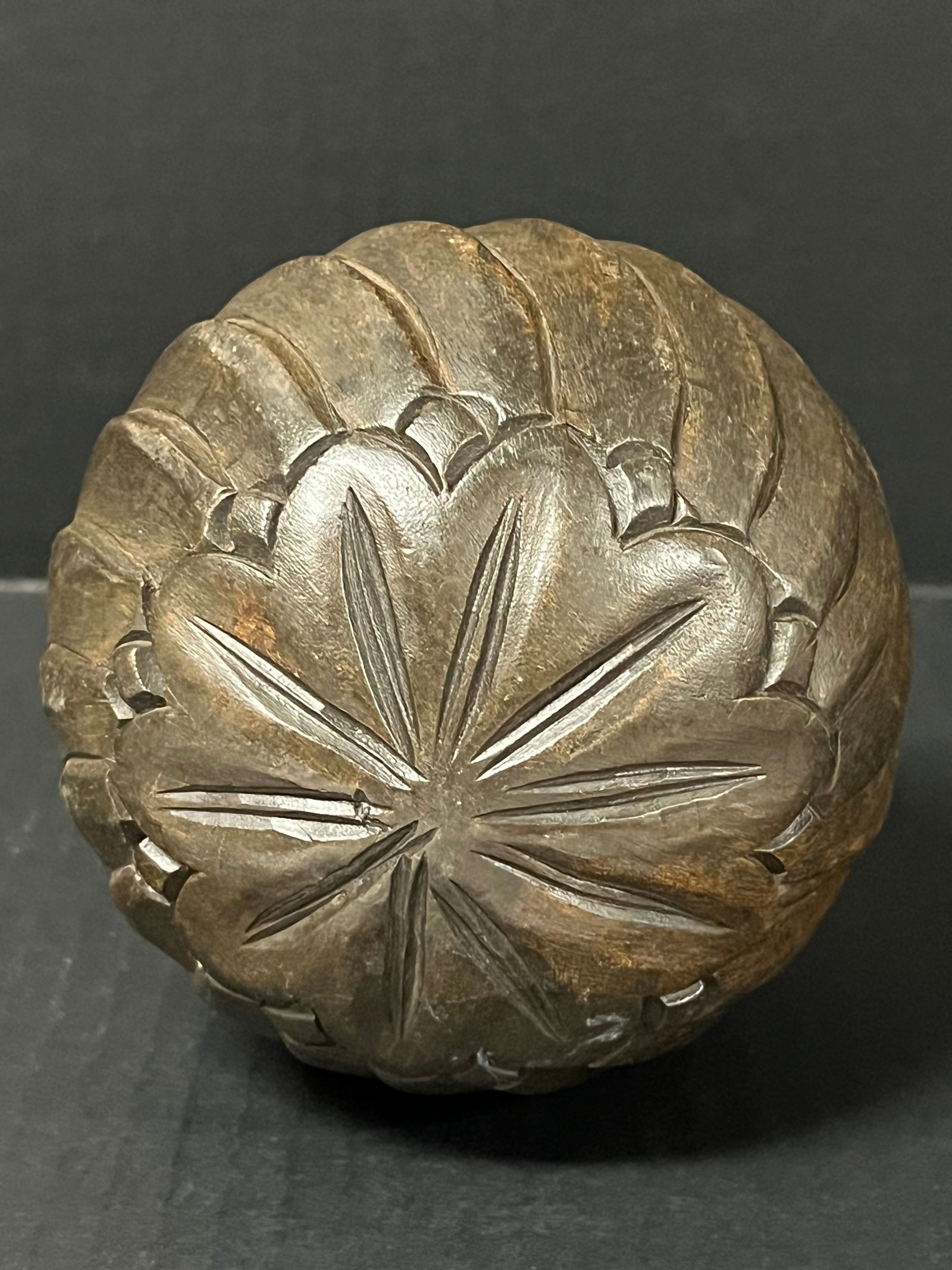 Carved Wood Ball Sculpture - 5