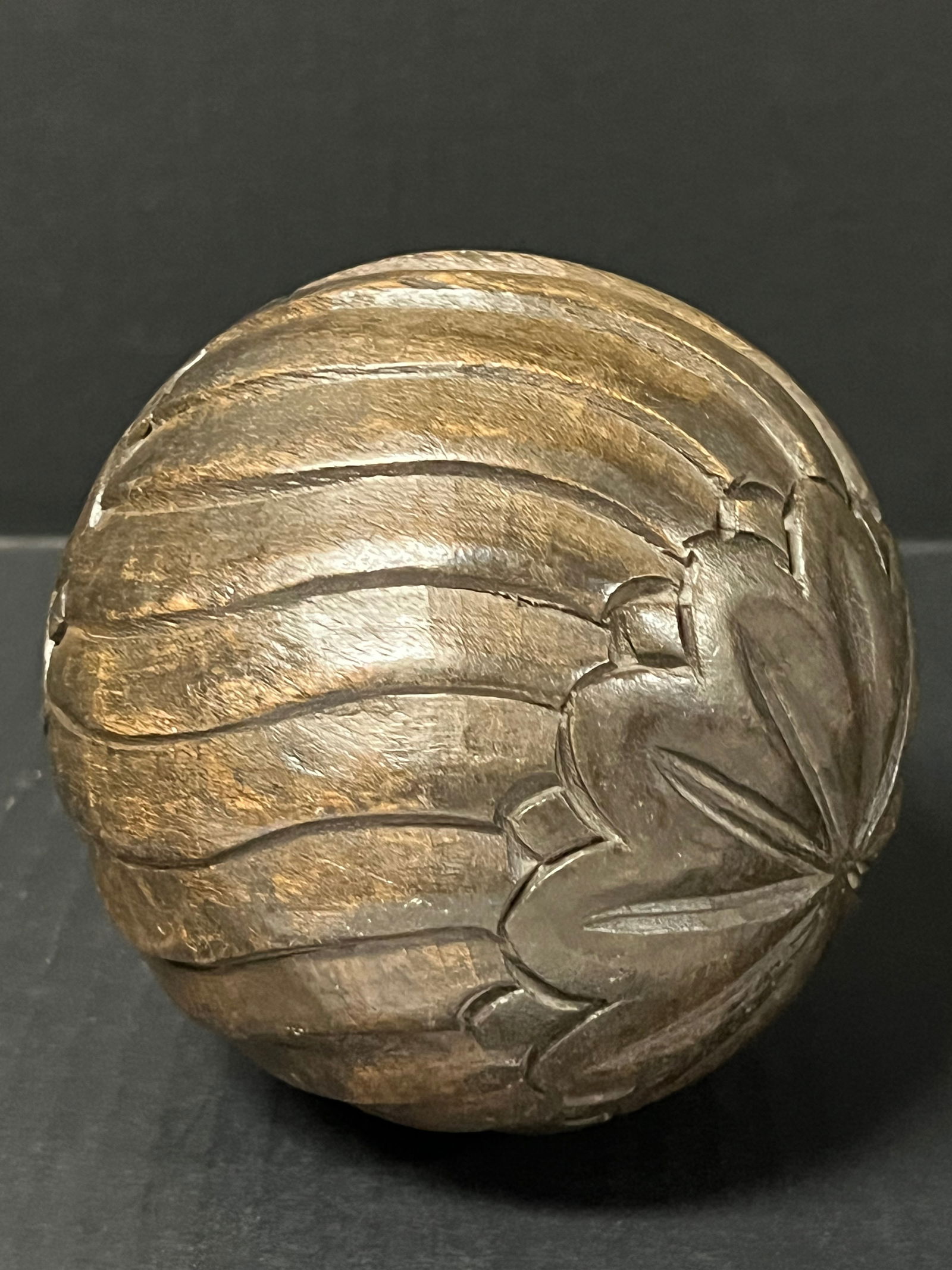 Carved Wood Ball Sculpture - 6