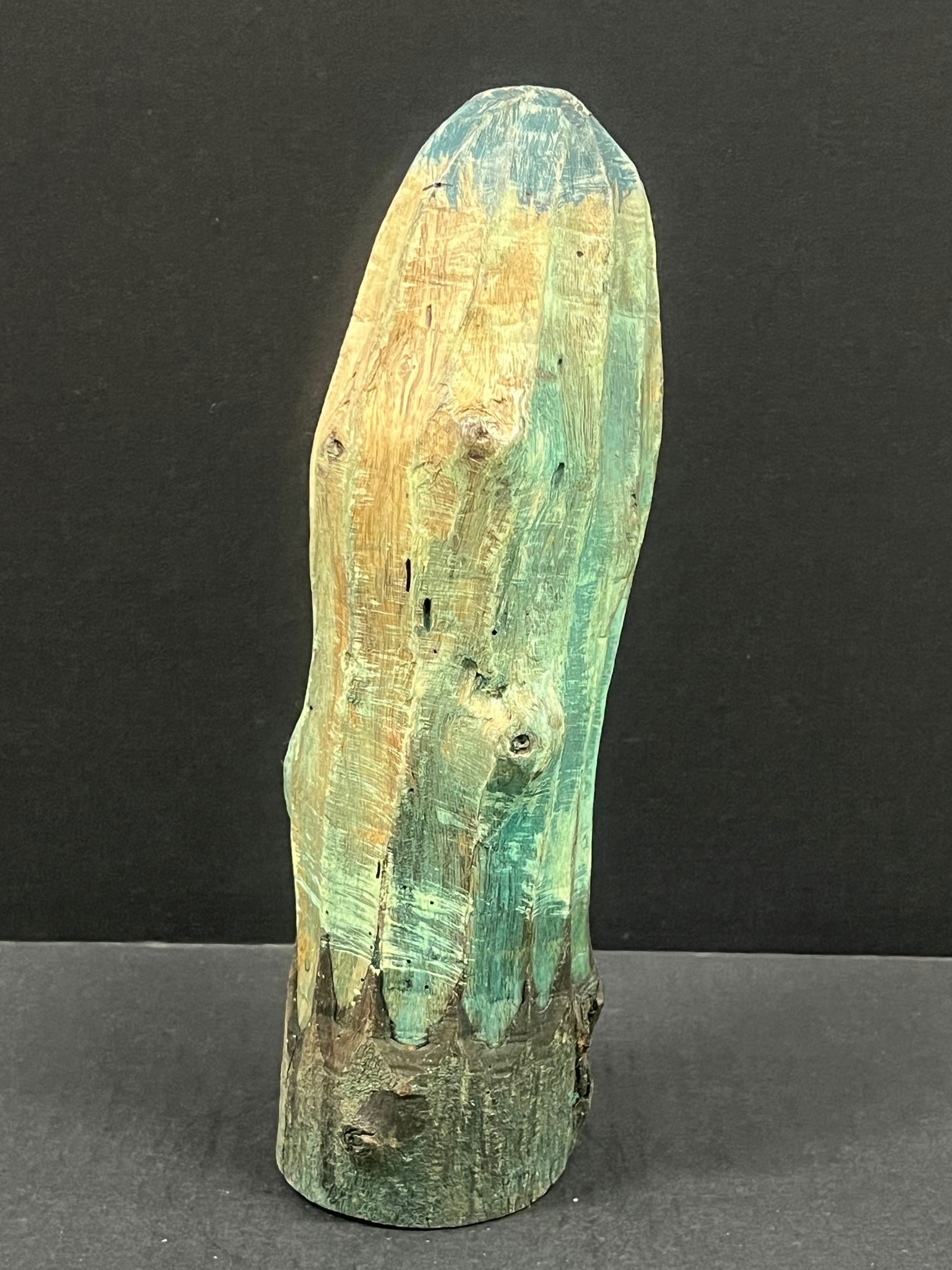 Carved Wood Cactus Sculpture - 2