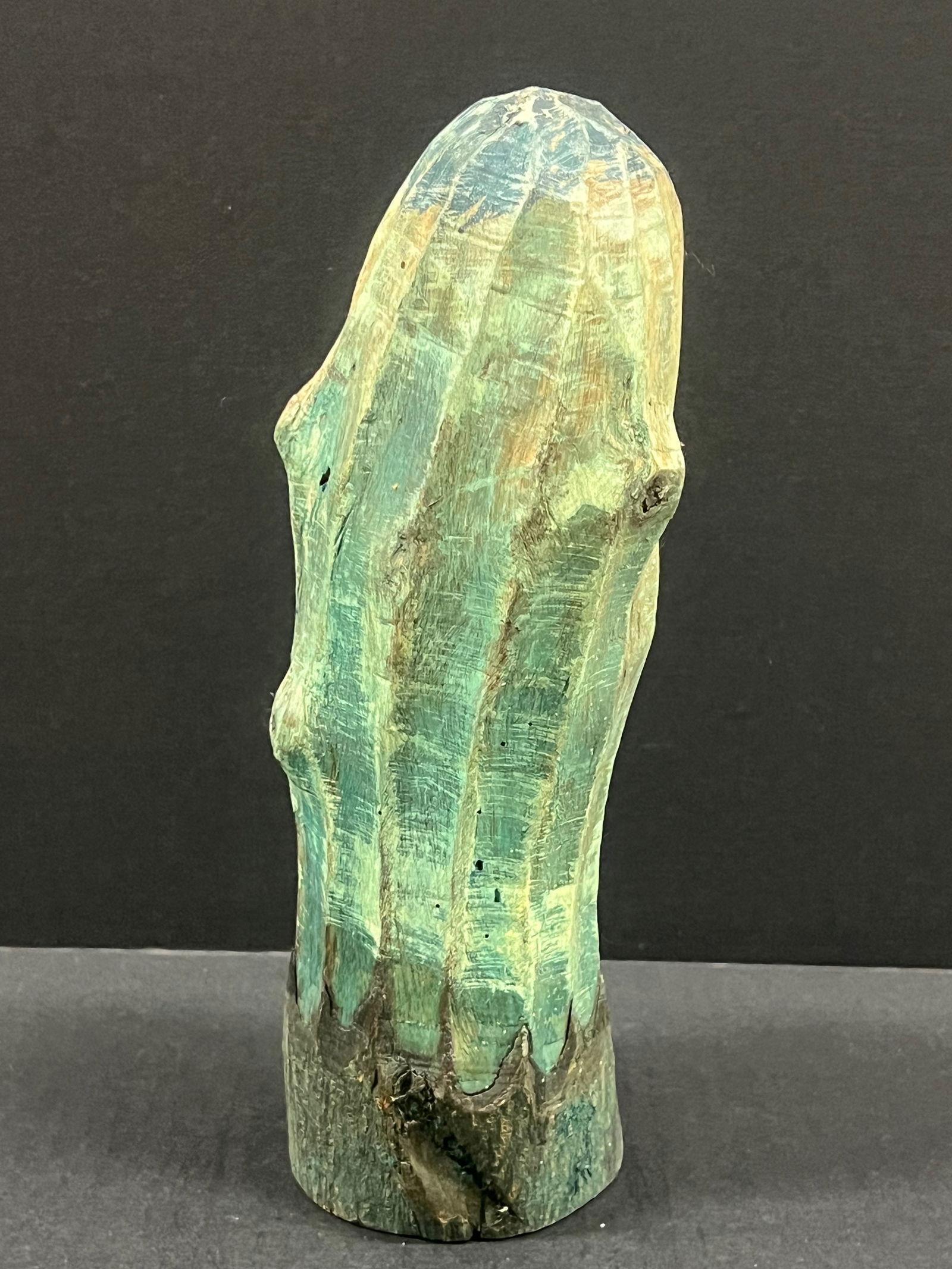 Carved Wood Cactus Sculpture - 5