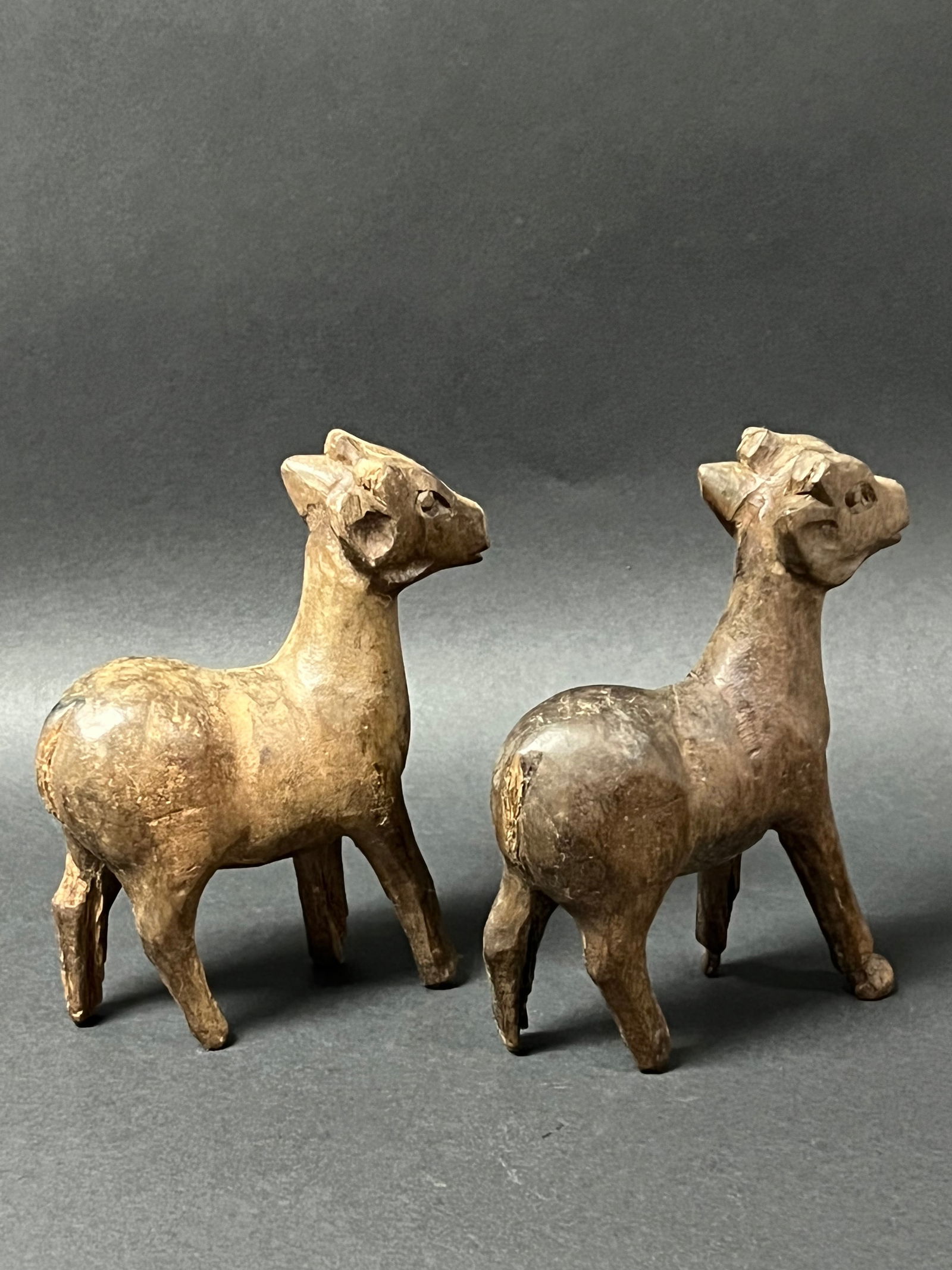 Carved Wood Pair of Deer Sculpture - 4